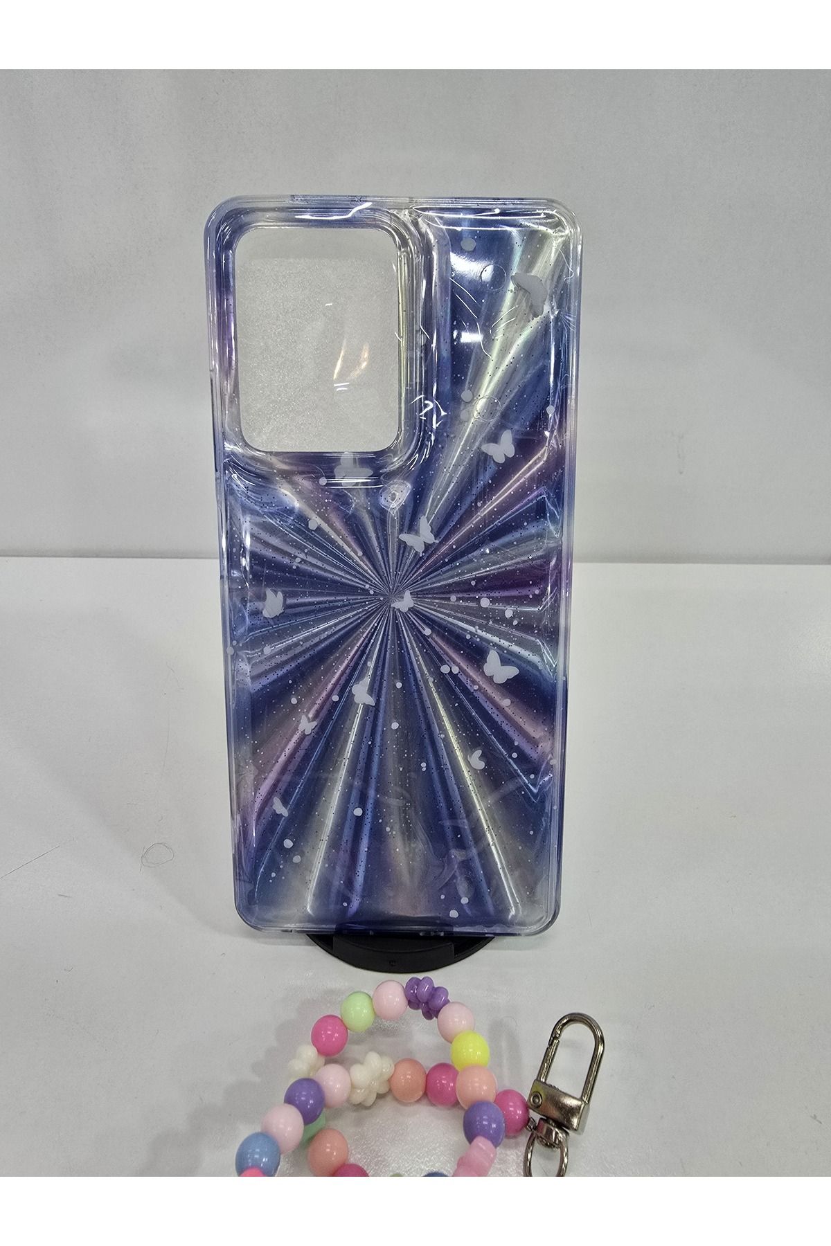 İnci Redmi note 12 pro 5G simli Gökkuşağı renkli bileklik özellikli silikonlu telefon kılıfı