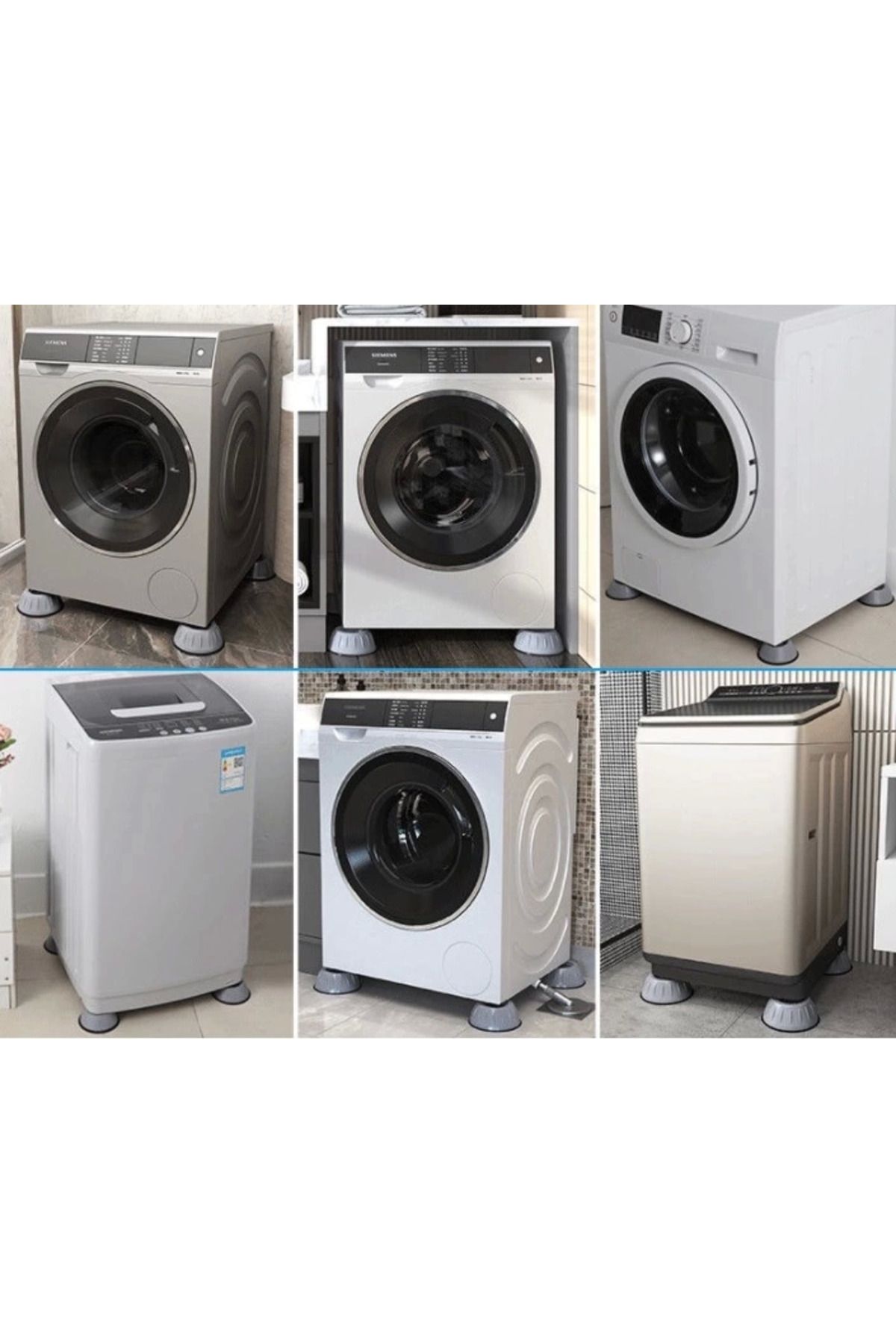 gizmurstore Pratik Çamaşır Makinesi Titreşim Engelleyici Stoper Gri 4 Lü Set