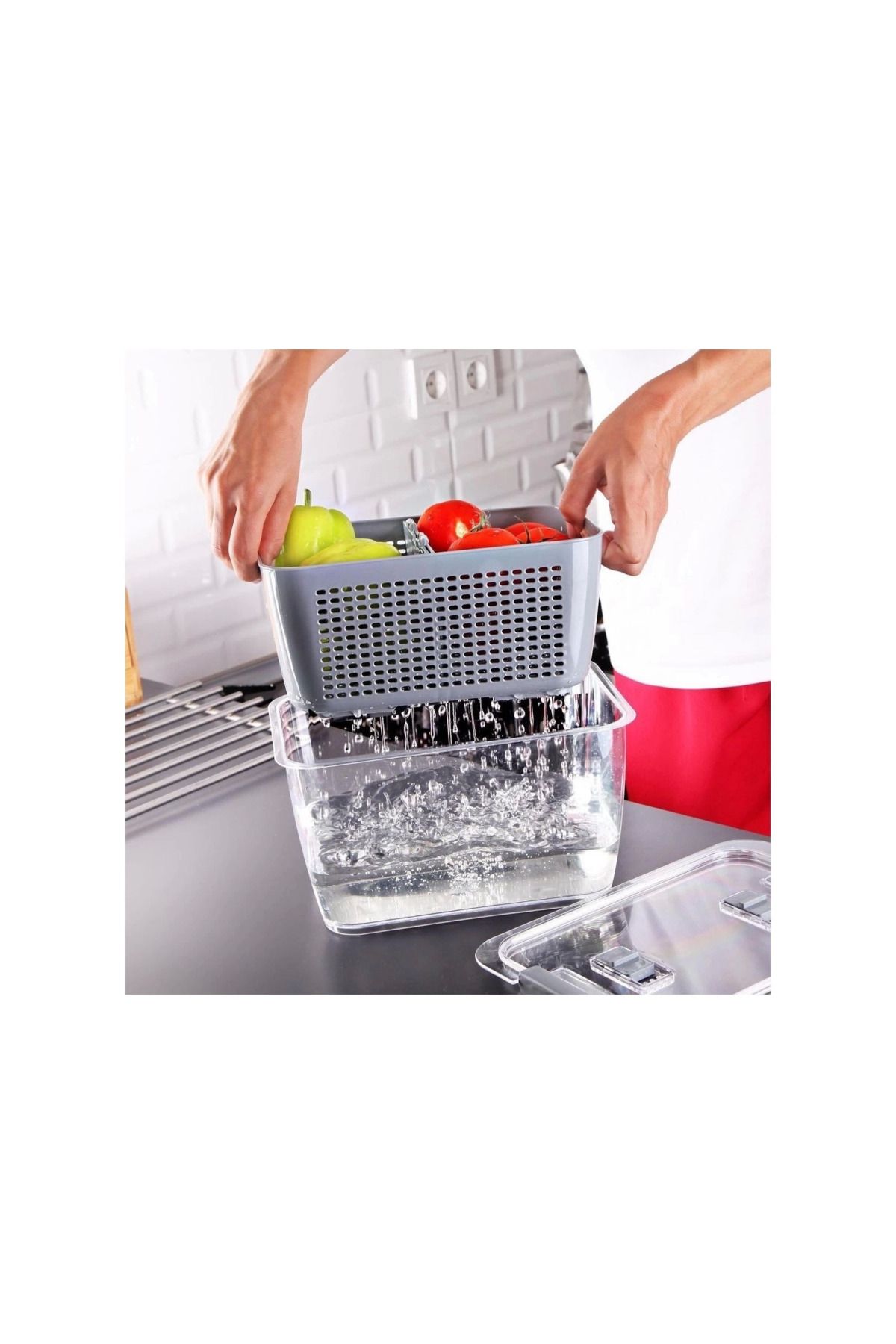 MT29 GİYİM Lossa Süzgeçli Ve Bölmeli Organizer Meyve Sebze Saklama Kabı 5 Lt