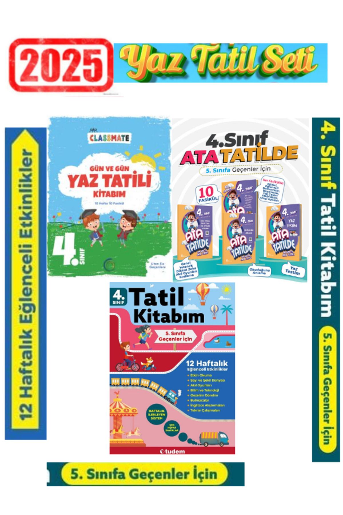Ens Yayıncılık Okyanus 4.Sınıf Gün Gün Yaz Tatil+Ata Tatilde 4.Sınıf Yaz Tatil+Tudem 12 Haf. 4.Sınıf Yaz Tatil Seti