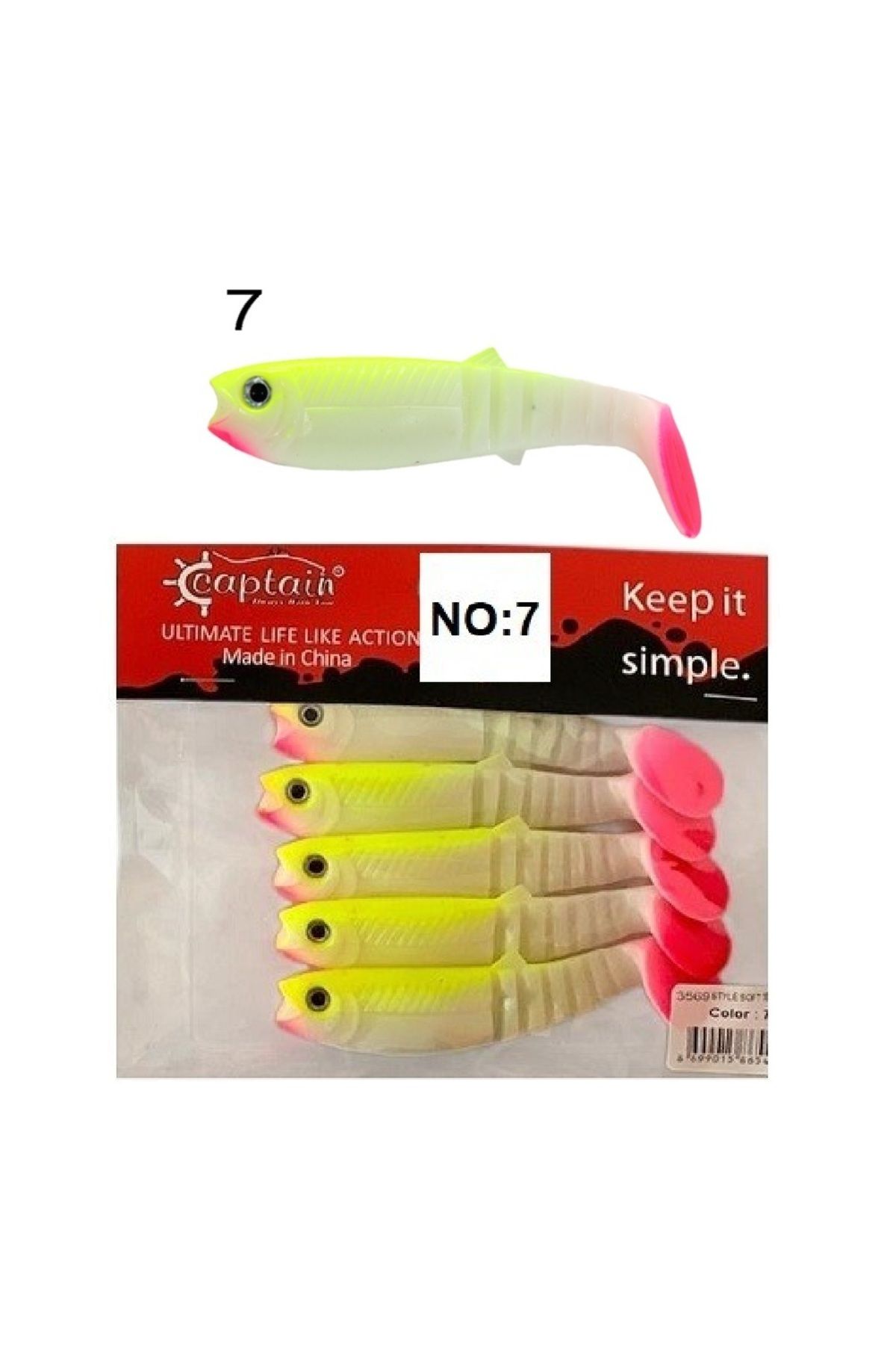CAPTAIN 3569 Style Soft 10cm 10gr Levrek Turna Silikonu 5'li Paket Silikon Yem No:7