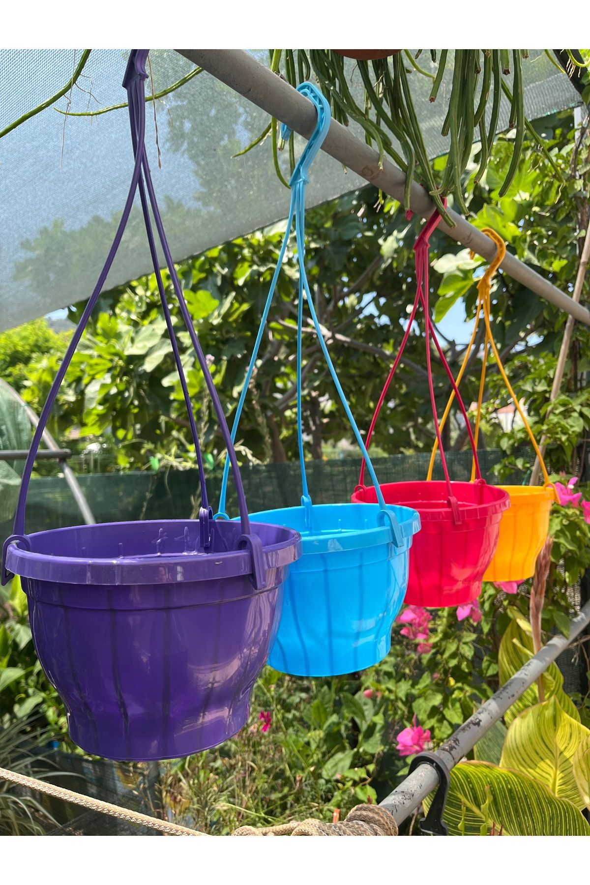 Birtutamrenk Canlı Renkler 4lü askılı saksı 2litre