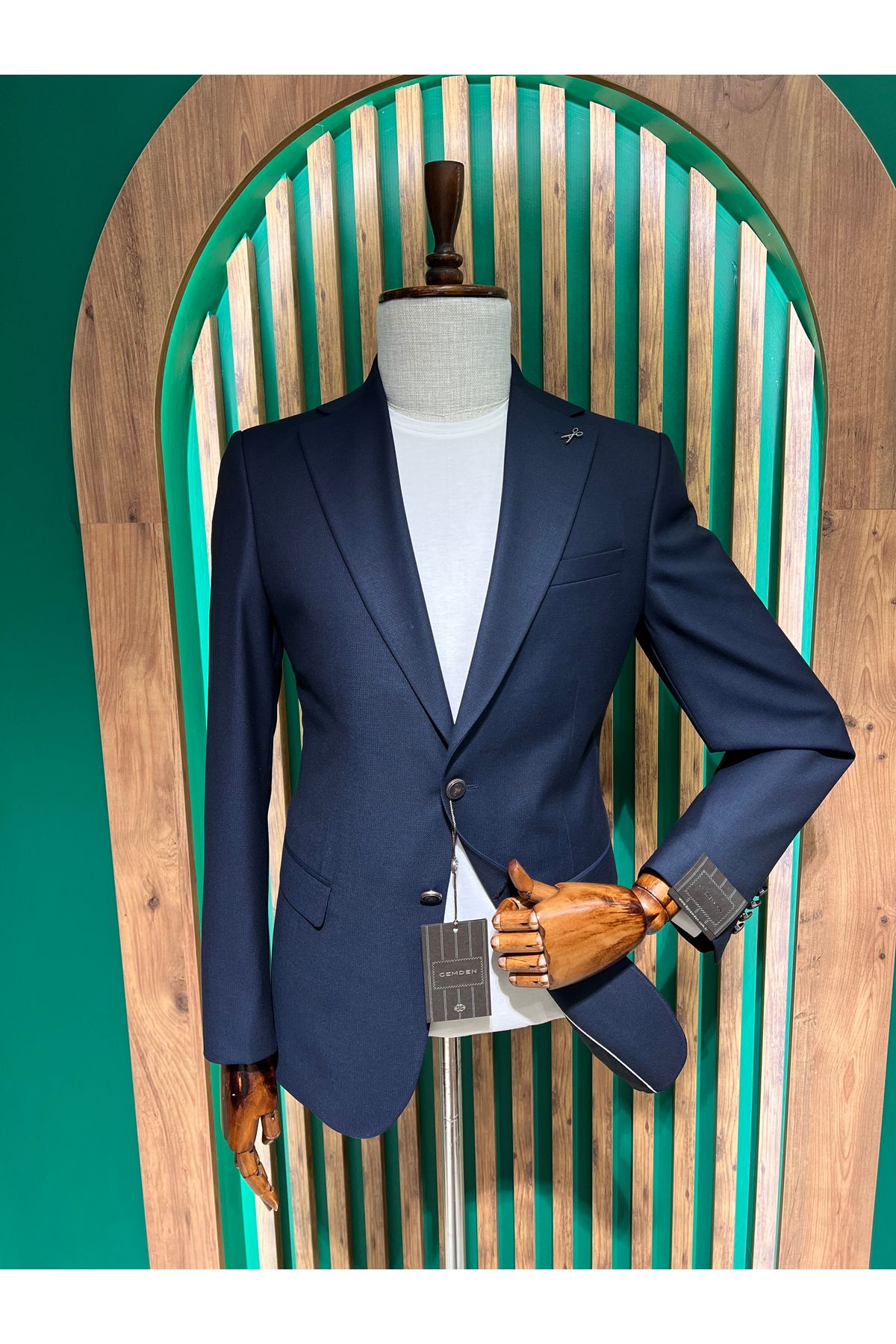 cemden Erkek Lacivert Regular Fit Mono Yaka Ceket
