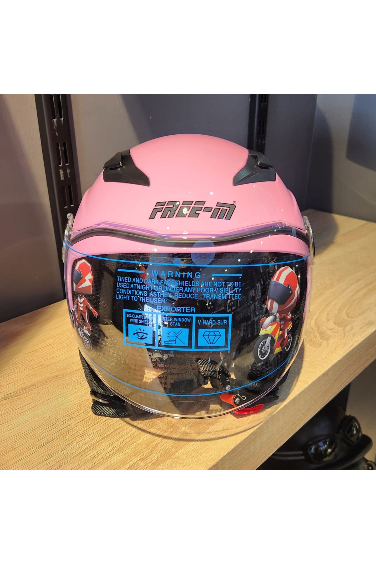 Free-M 215 GLOSSY PEMBE ÇENESİZ ÇOCUK KASK
