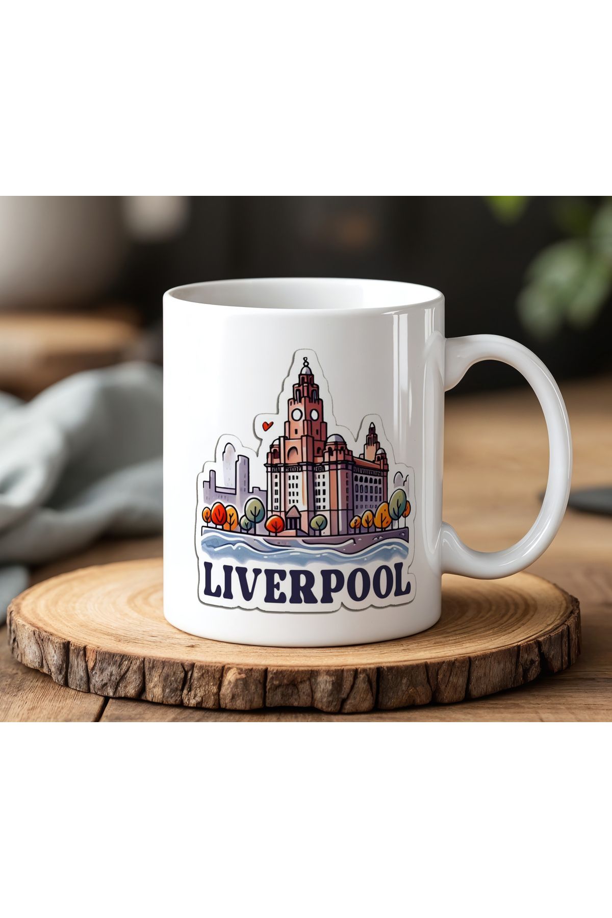 BB TRADE Liverpool Tasarımlı Beyaz Seramik Baskılı Kupa Bardak 330ml