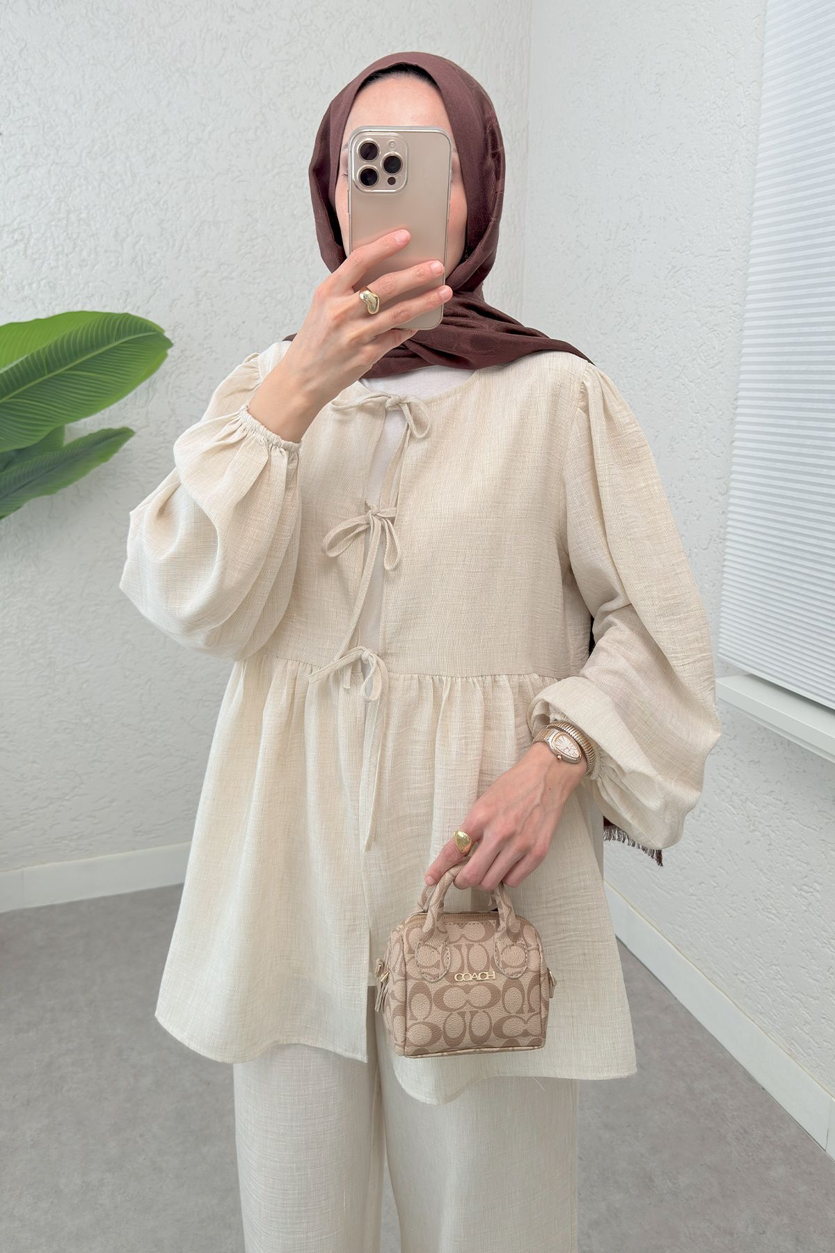 ALLMİRA FASHION Balon Kol Bağcıklı İkili Takım