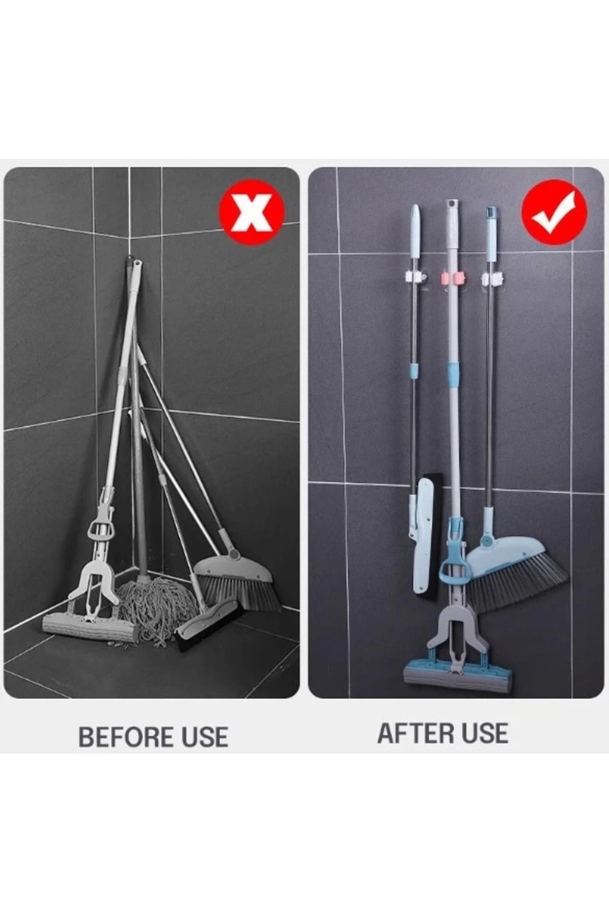MT29 GİYİM Pratik Yapışkanlı Pratik Mop Tutucu 4 Adet Beyaz