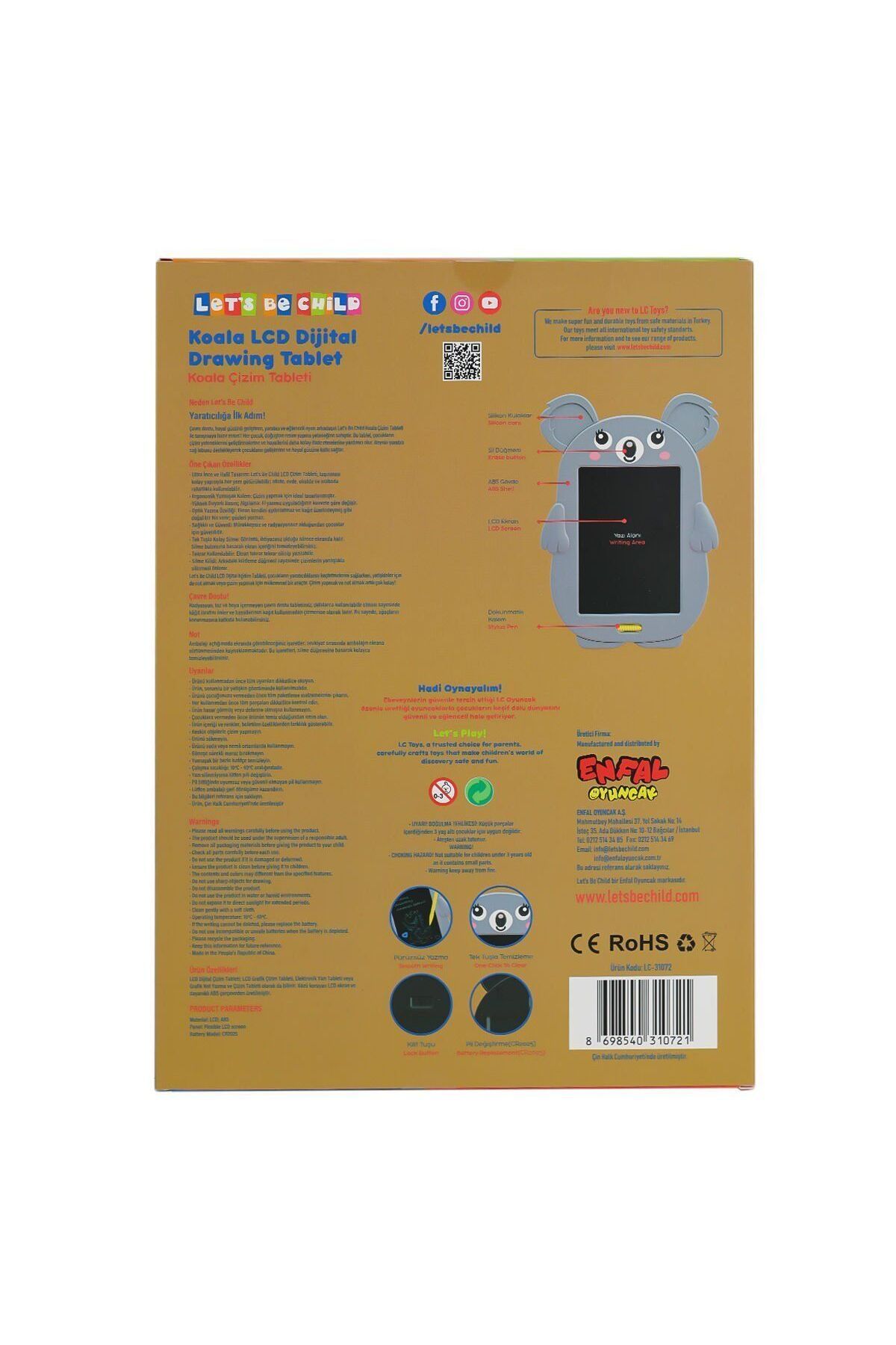 Aymir Ticaret LC-31072 Koala Çizim Tableti 8.5 inç -Lets be Child
