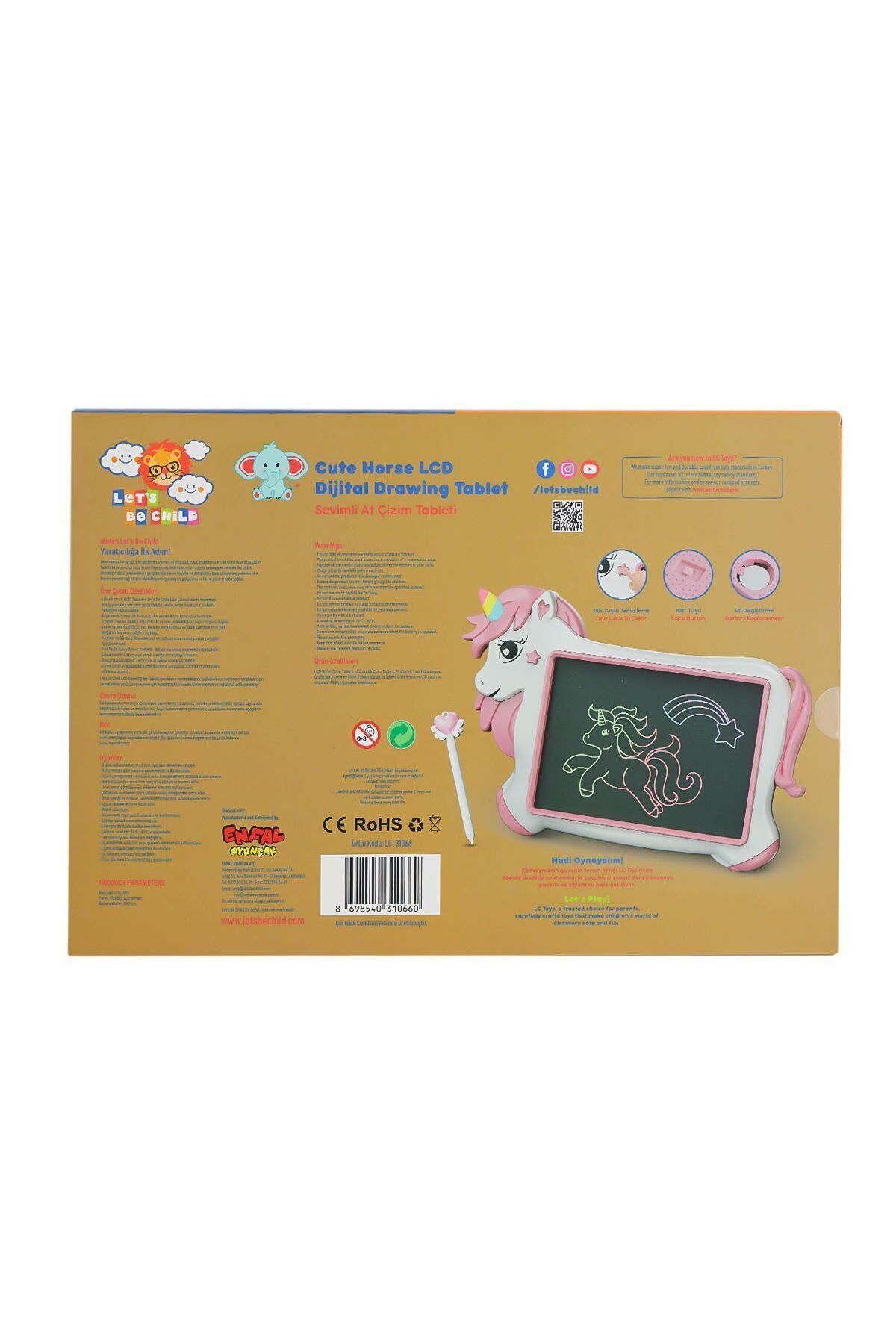 Aymir Ticaret LC-31066 Sevimli At Çizim Tableti 10 inç -Lets be Child