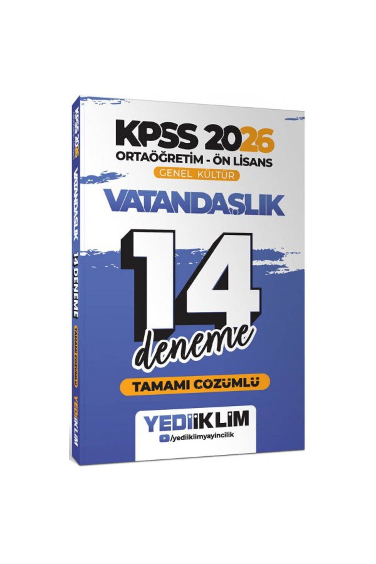 Yediiklim Yayınları Yediiklim 2026 KPSS Ortaöğretim Ön Lisans Genel Kültür Vatandaşlık Tamamı Çözümlü 14 Deneme