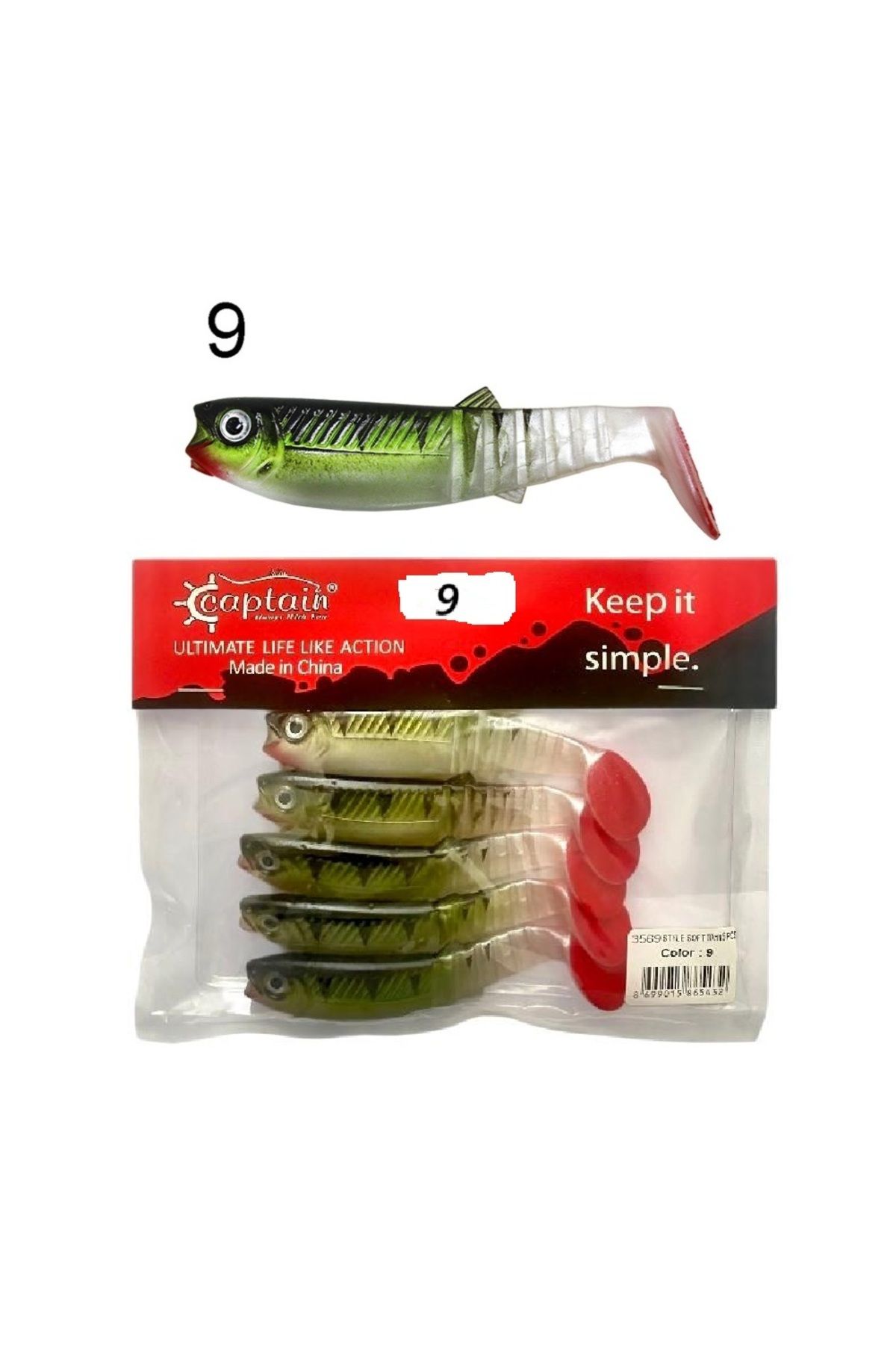 CAPTAIN 3569 Style Soft 10cm 10gr Levrek Turna Silikonu 5'li Paket Silikon Yem No:9