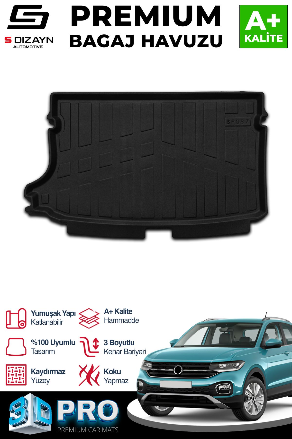 Life Tuning S-Dizayn VW T-Cross 3D Pro Bagaj Havuzu 2022 Üzeri A+ Kalite