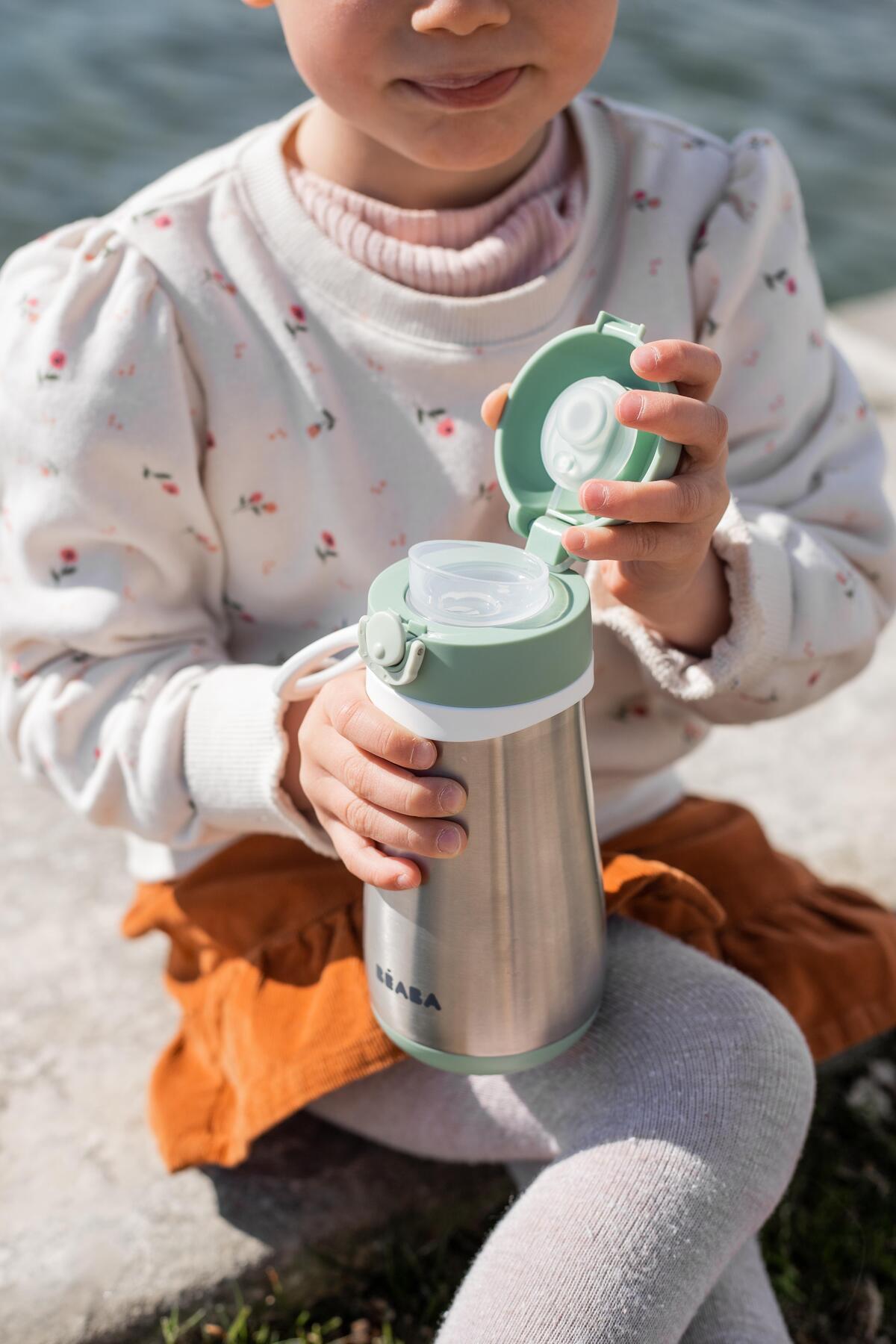 Beaba Paslanmaz Çelik Suluk 350 ml, Sage green fotoğrafı 7 (önizleme)