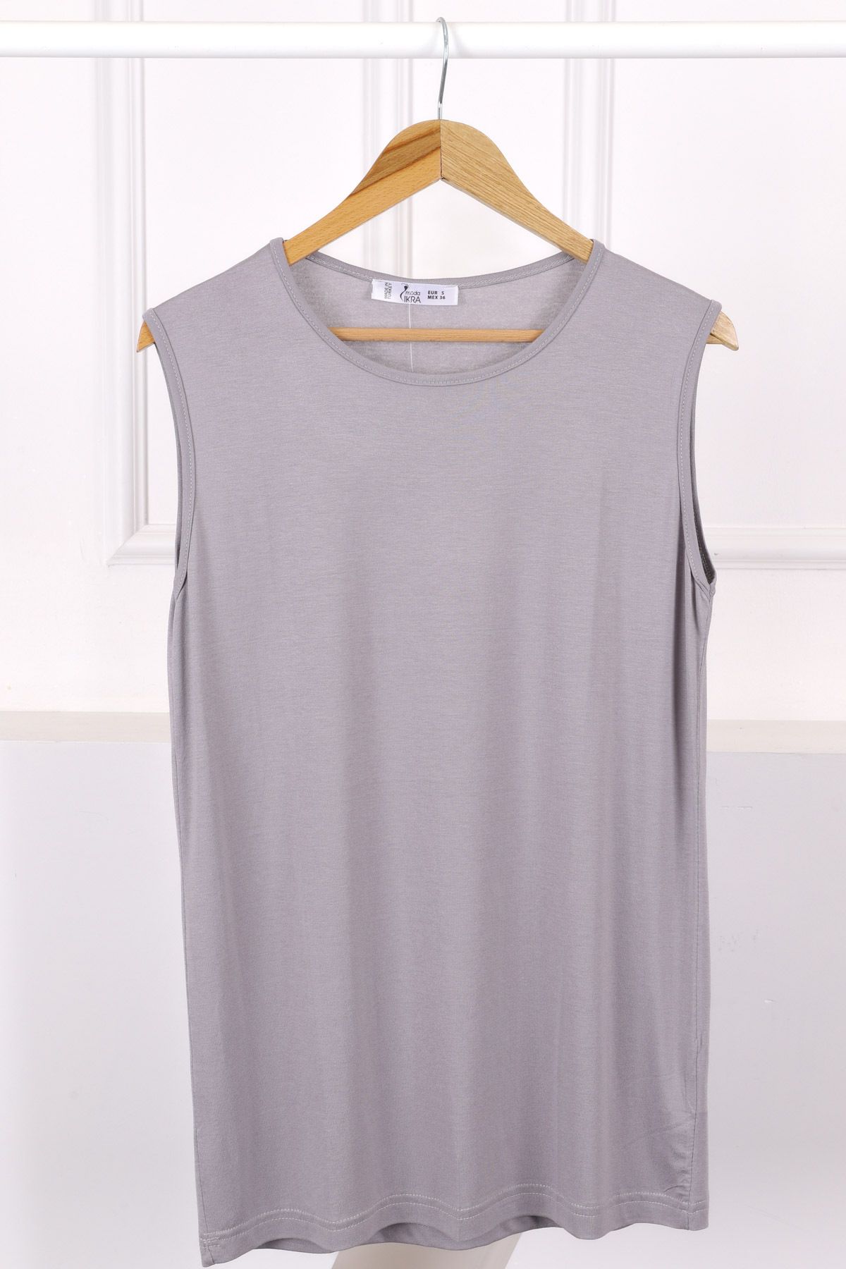 İmajButik Gri Sıfır Kol İçlik Tunik