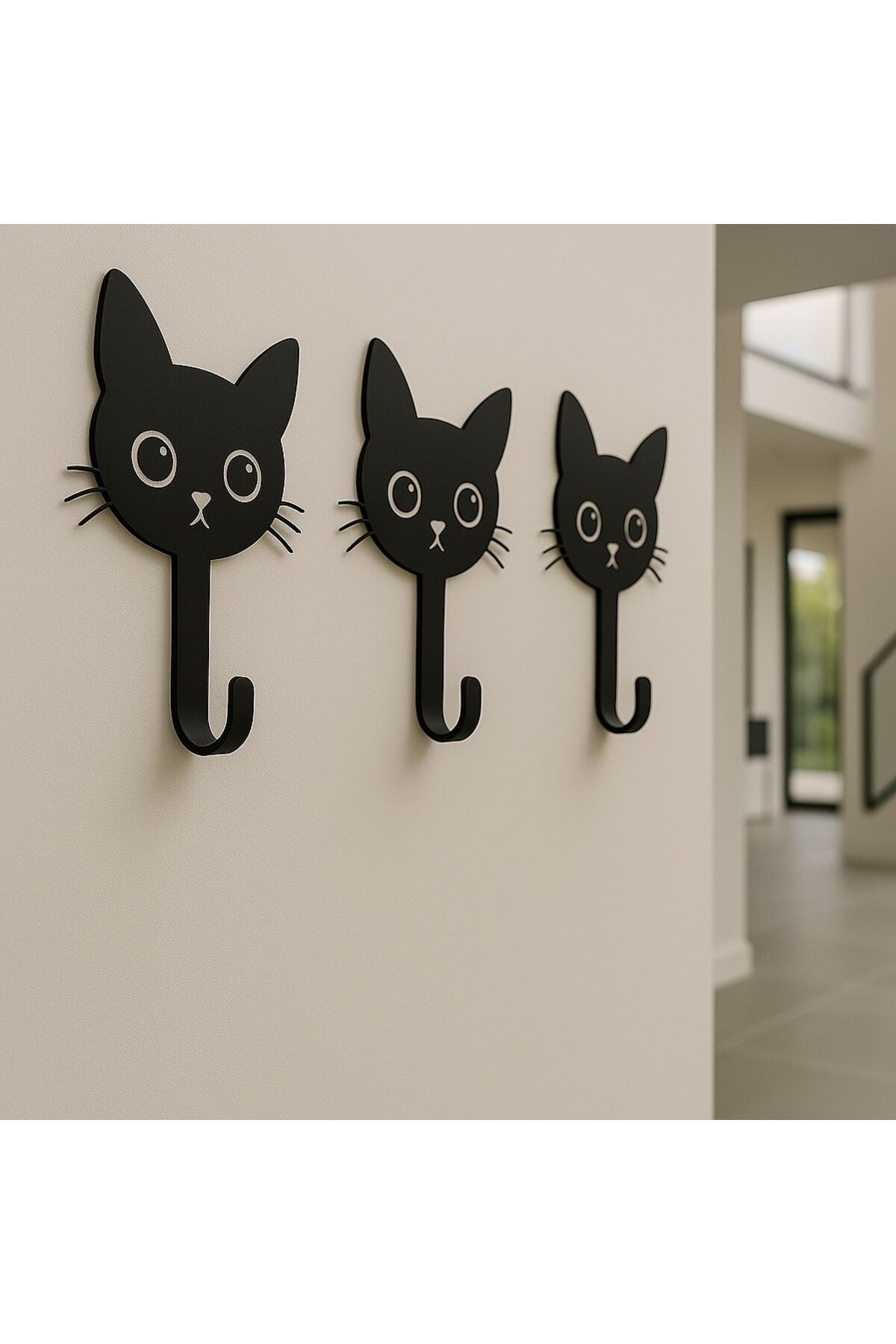Rekatech Kedi Figürlü 3'lü Anahtar Askılığı - Modern askı seti- ANAHTARLIK - HOME-EV
