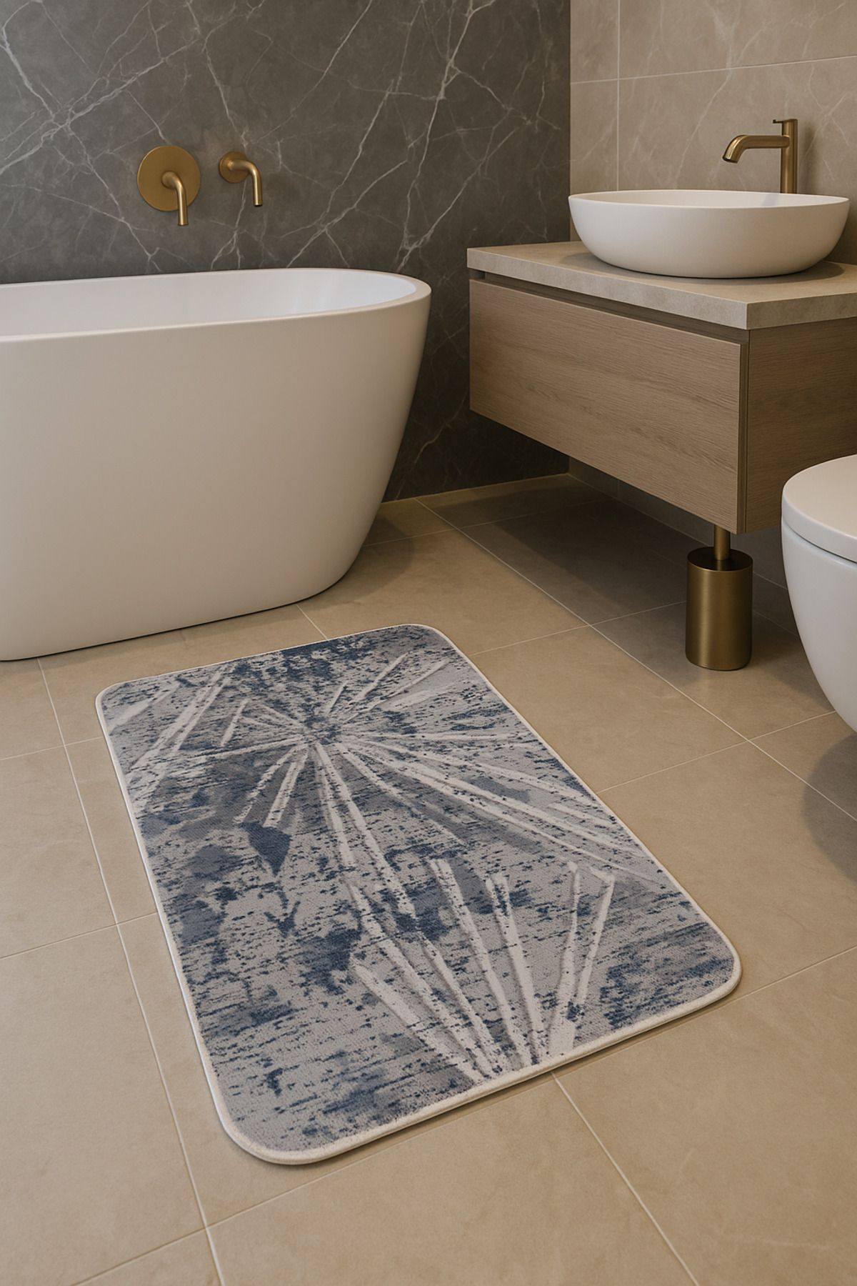 YÜNTEKS Kaymaz Taban, Yıkanabilir Lavabo Önü Paspası, Banyo Paspası, Duşakabin Önü Paspası, Kolidor paspası