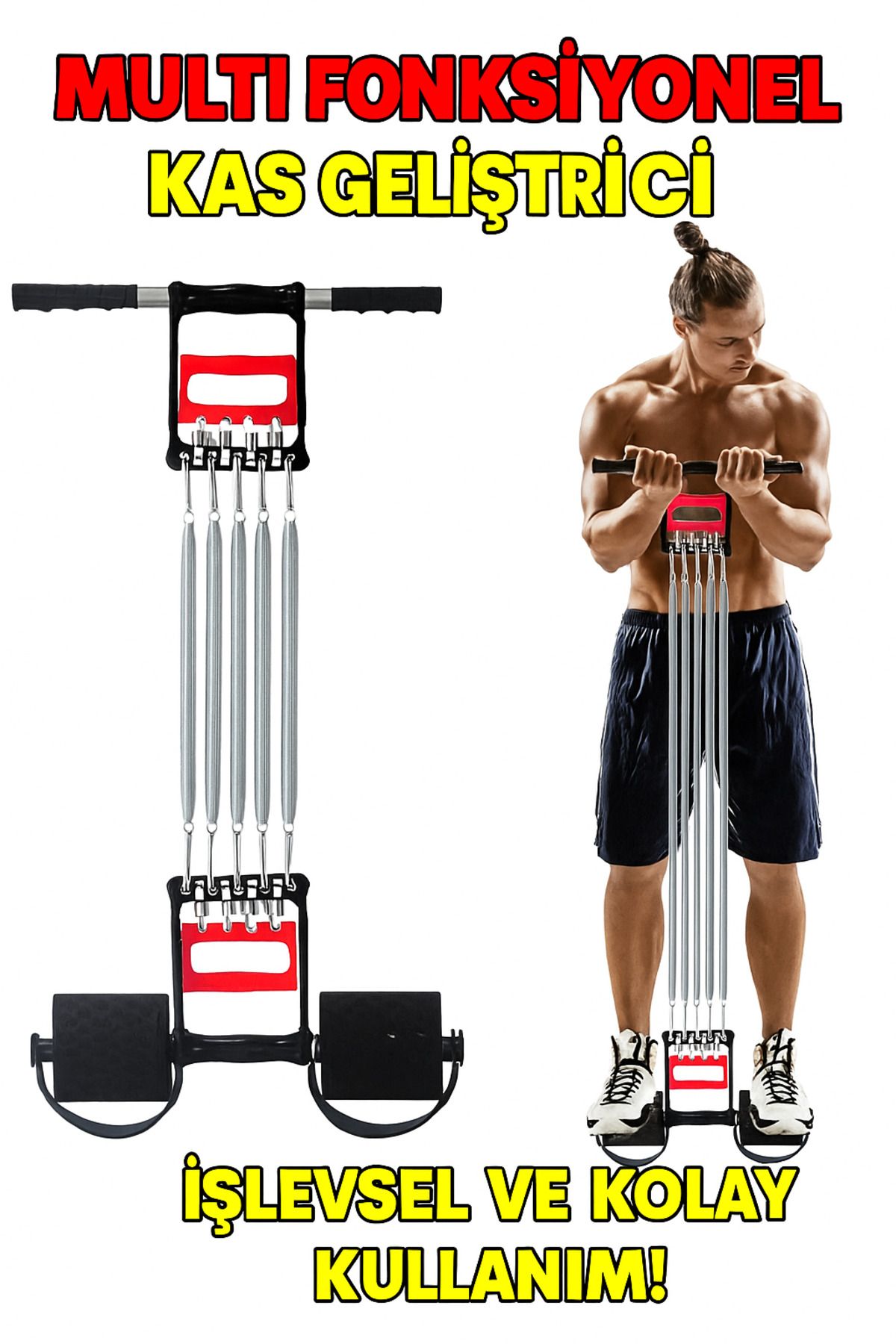 qasul 5 Yaylı Dirençli Full Body Egzersiz Aleti – Kas Geliştirici & Spor Aleti