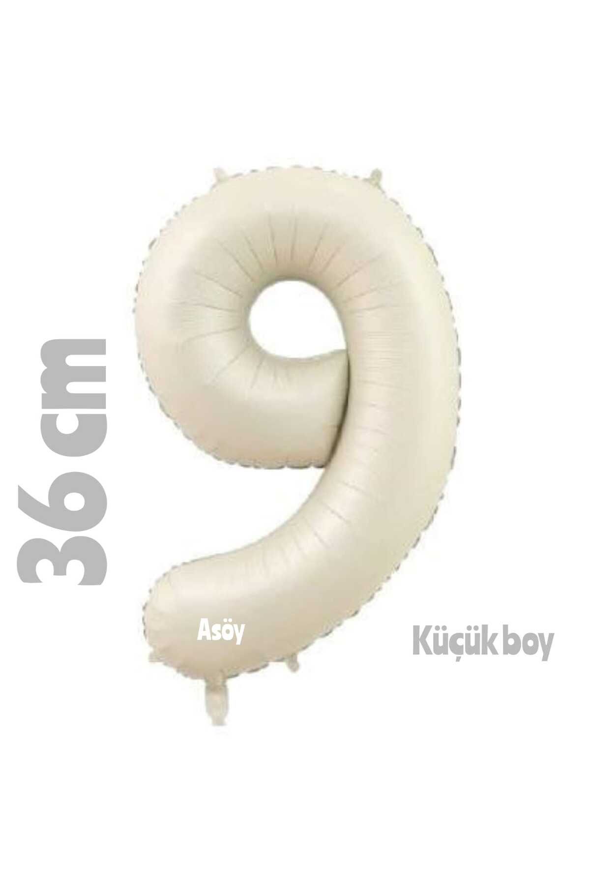 asöy Folyo Balon 9 Rakam Balon 36 Cm Küçük Boy Krem Renk 9 Yaş Balonu Doğum Günü Parti Seti Malzemeleri