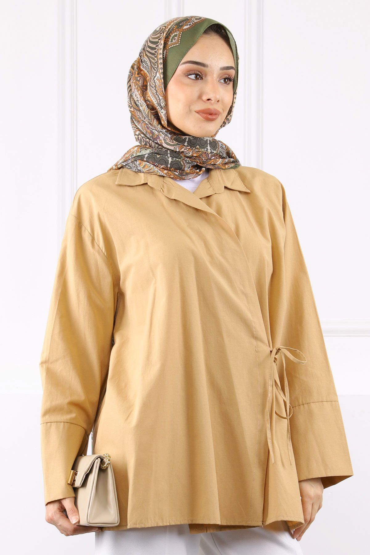 İmajButik Vizon Yandan Bağlamalı Kimono