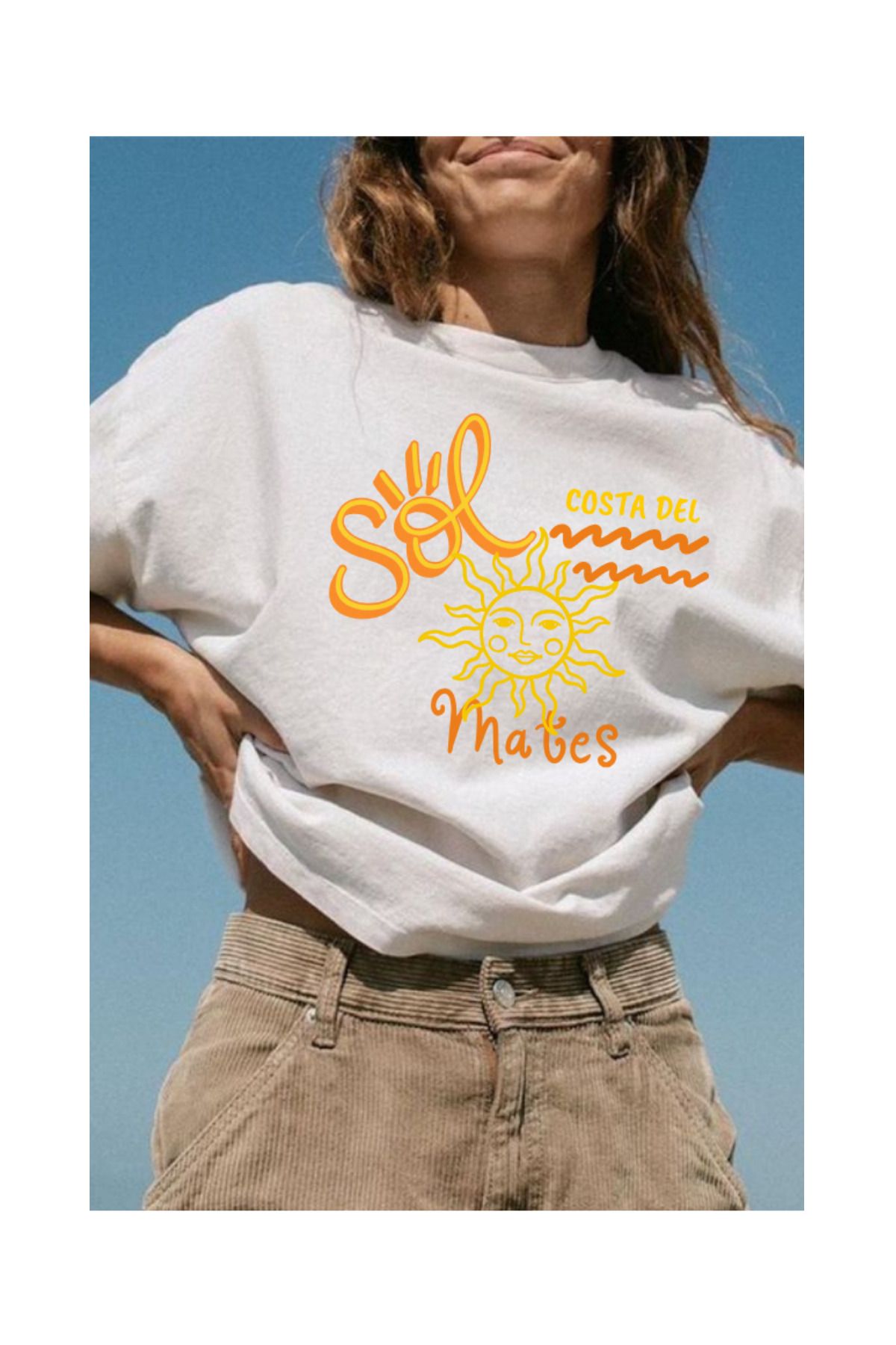 Le'sluette shadow of style Güneş Baskılı %100 Pamuk Oversize T-shirt