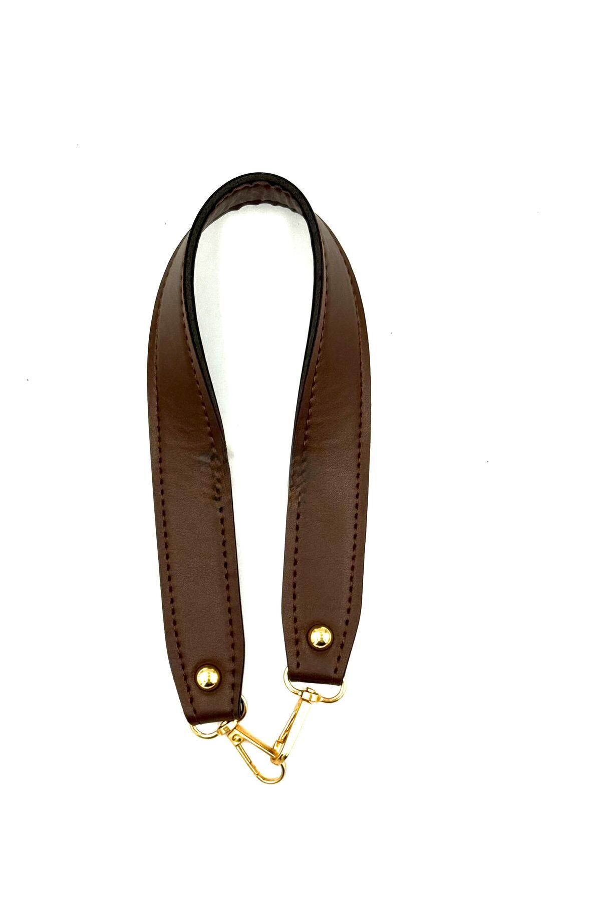 Lady Moss Kancalı Dikişli Suni Deri Çanta Askısı Uzunluk 42 cm - Genişlik 3 cm ( Kahverengi )