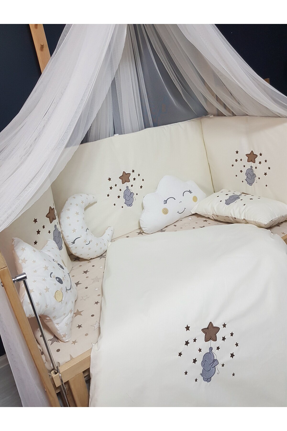 bebek_iklimi 17 Parça Nakışlı Bebek Uyku Seti 60x120 – Aparatlı Lüks Cibinlikli fotoğrafı 2 (önizleme)