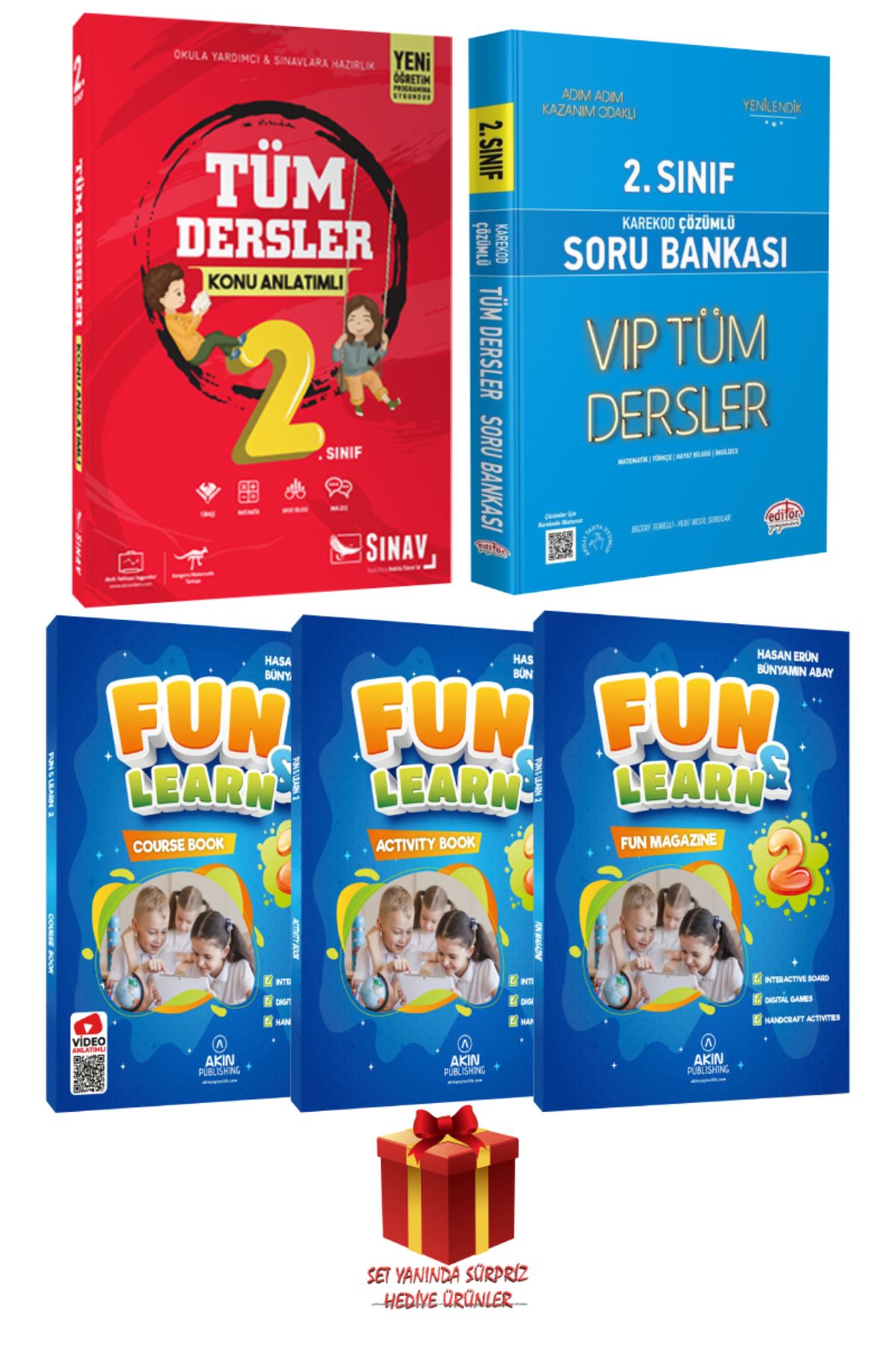 Sınav Yayınları 2. Sınıf Tüm Dersler Konu Anlatımı+ Editör Tüm Dersler Soru Bankası+ Fun Learn İngilizce Seti+Hediye