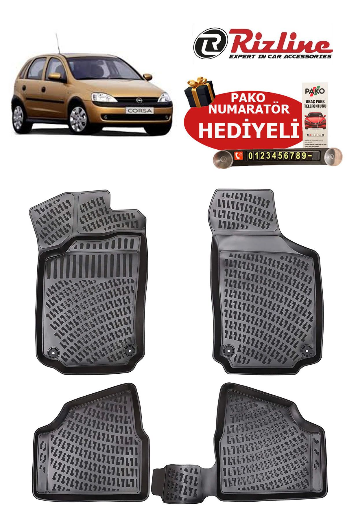 Rizline Opel Corsa C 2000-2006 Havuzlu Paspas