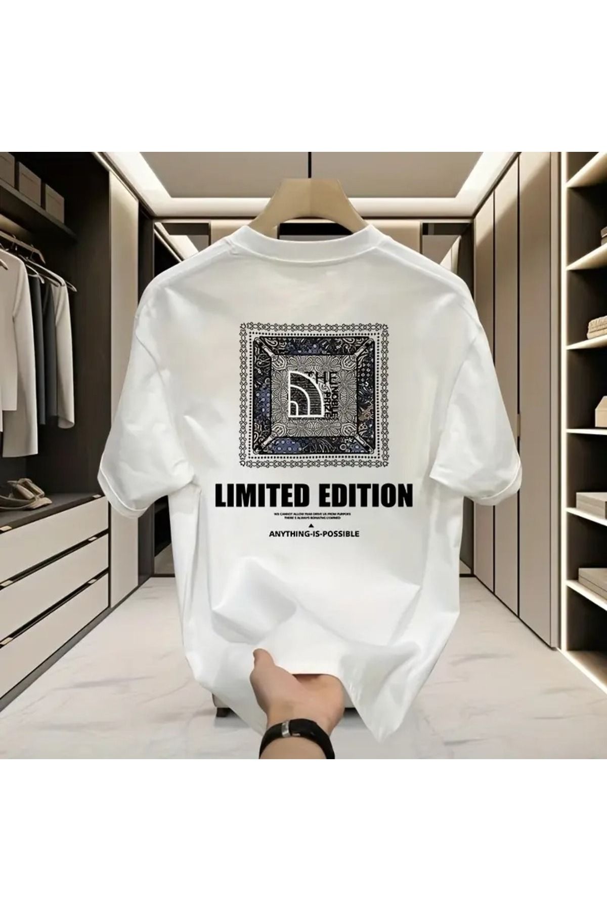 LAND MODA 100% Pamuk Ağır Gramaj Oversize Tişört - "THE DREAM" & "Her Şey Mümkün" Tasarımlı Sınırlı Sayıda