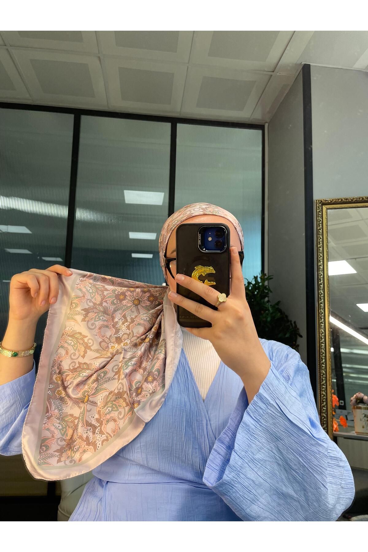 Oxygen Scarfs Mimoza Desen Vual İpek Eşarp