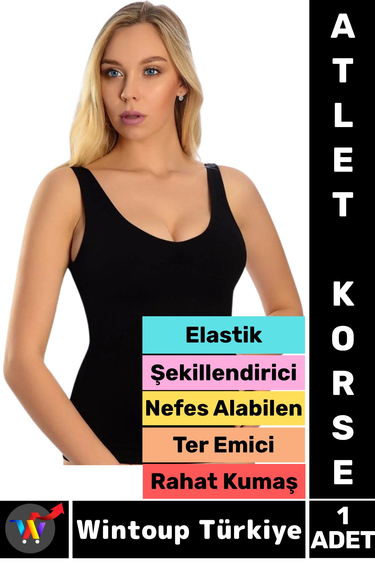 Wintoup Özel Üretim Karın Bel Göğüs Şekillendiren Toparlayan Elastik Konforlu Ter Emici Kadın ATLET KORSE