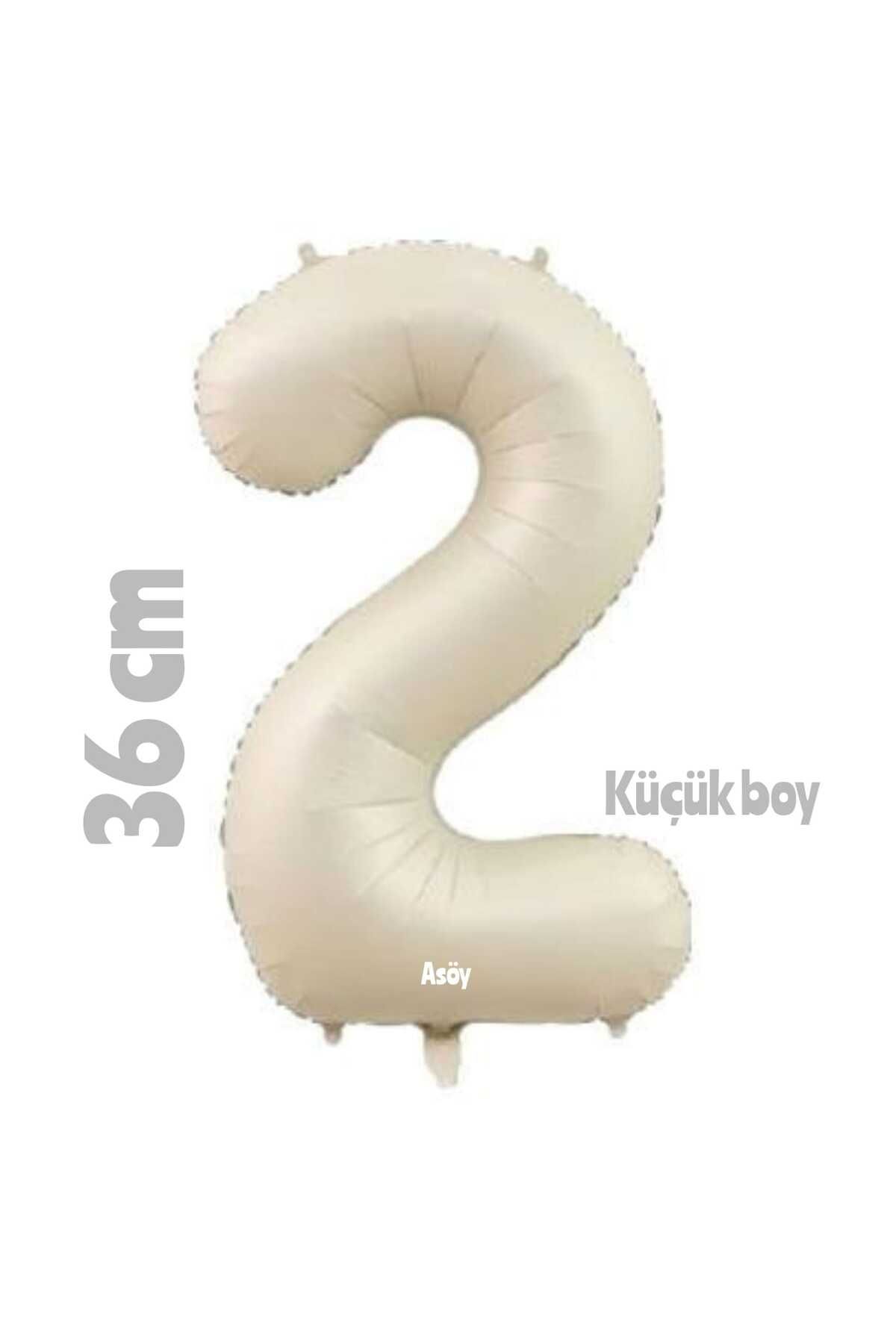 asöy Folyo Balon 2 Rakam Balon 36 Cm Küçük Boy Krem Renk 2 Yaş Balonu Doğum Günü Parti Seti Malzemeleri