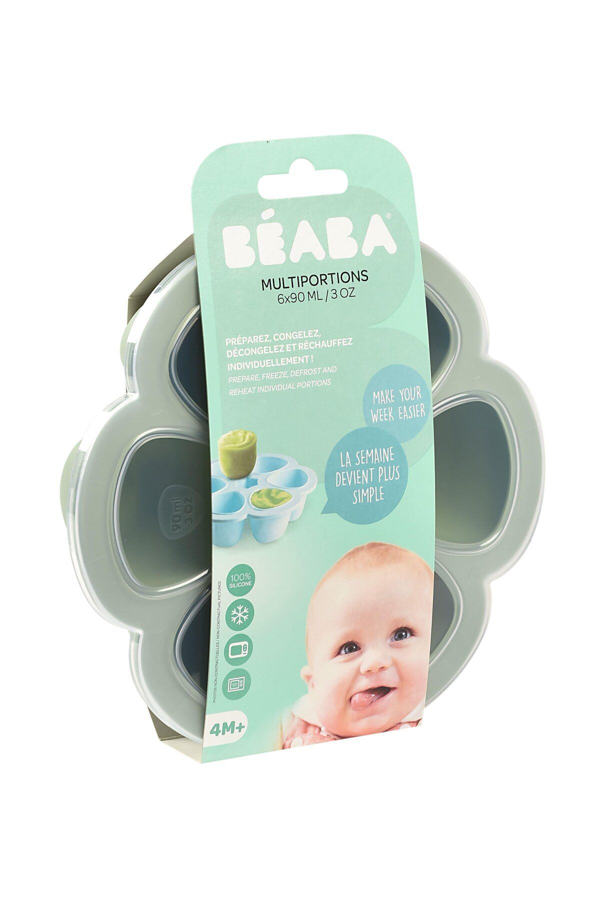 Beaba Silikon 6'lı Sıcak & Soğuk Saklama Kabı Sage Green 6 x 90ml