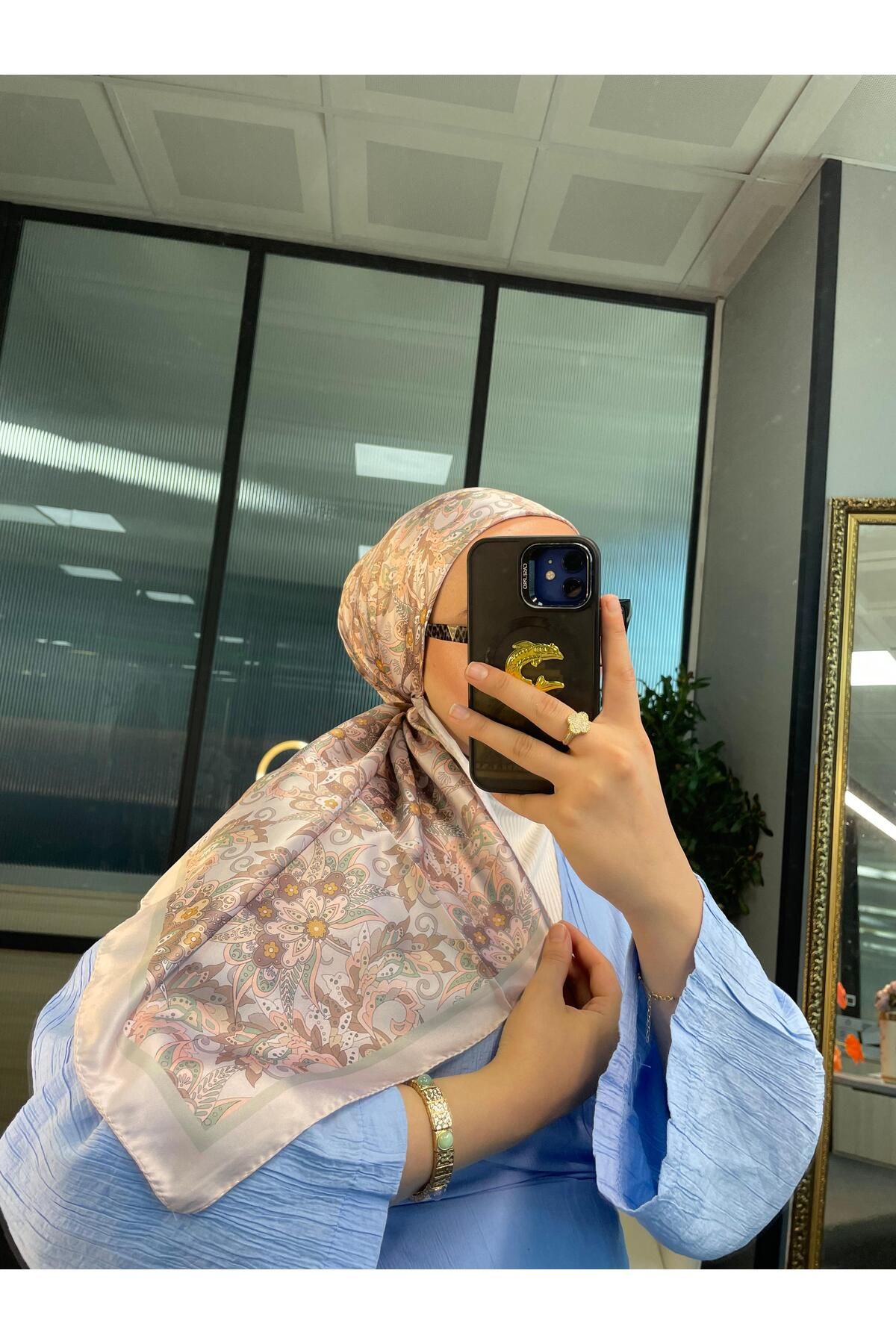 Oxygen Scarfs Mimoza Desen Vual İpek Eşarp