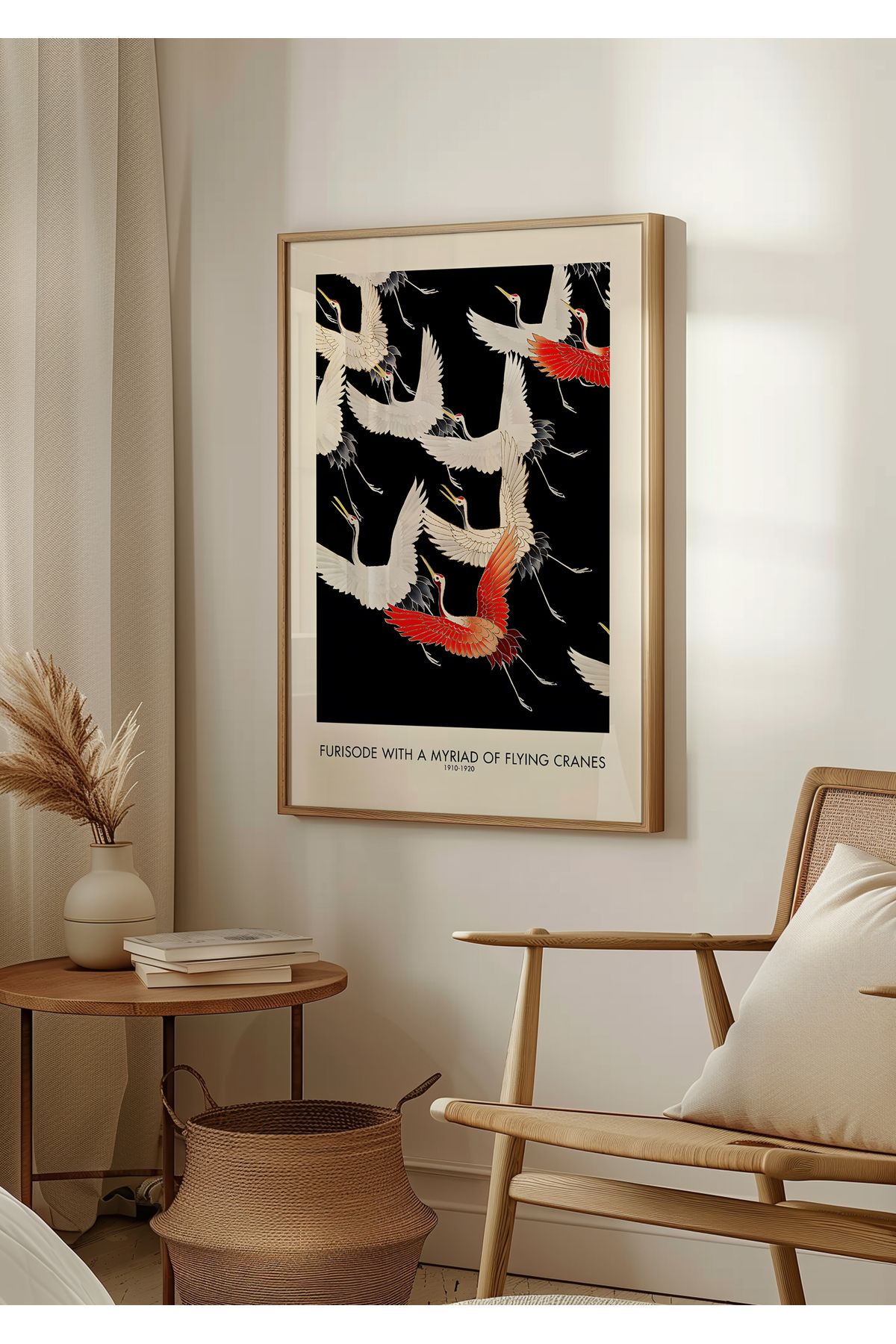 Home Furisode With A Myriad Of Flying Cranes, Salon Dekoru Uzak Doğu Dekoru, Çerçvesiz