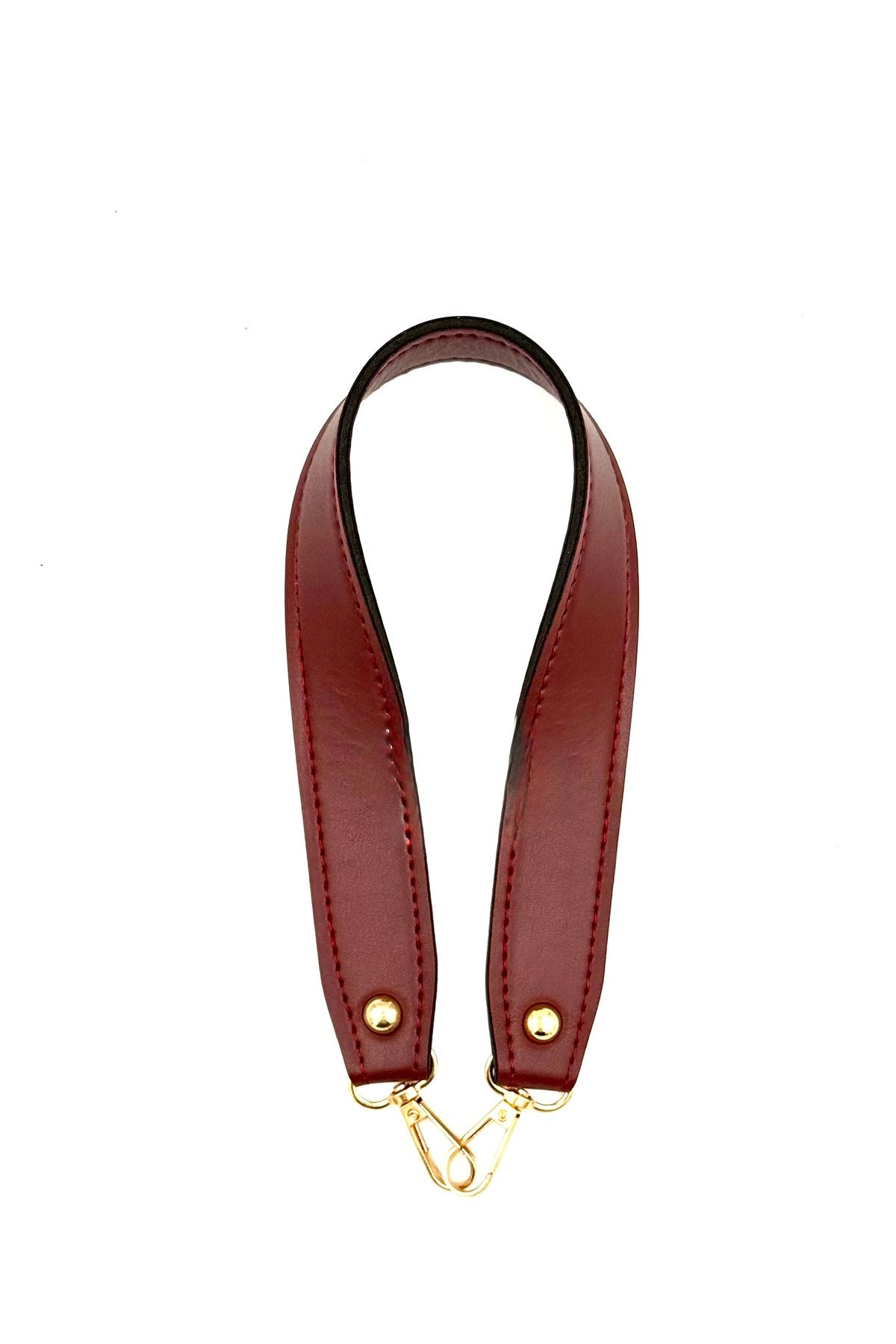 Lady Moss Kancalı Dikişli Suni Deri Çanta Askısı Uzunluk 42 cm - Genişlik 3 cm ( Bordo )