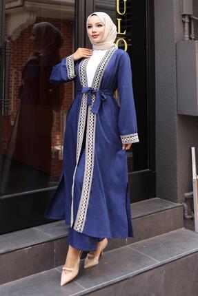 Missvalle Etnik Desenli Kimono Takım İndigo MSW19251