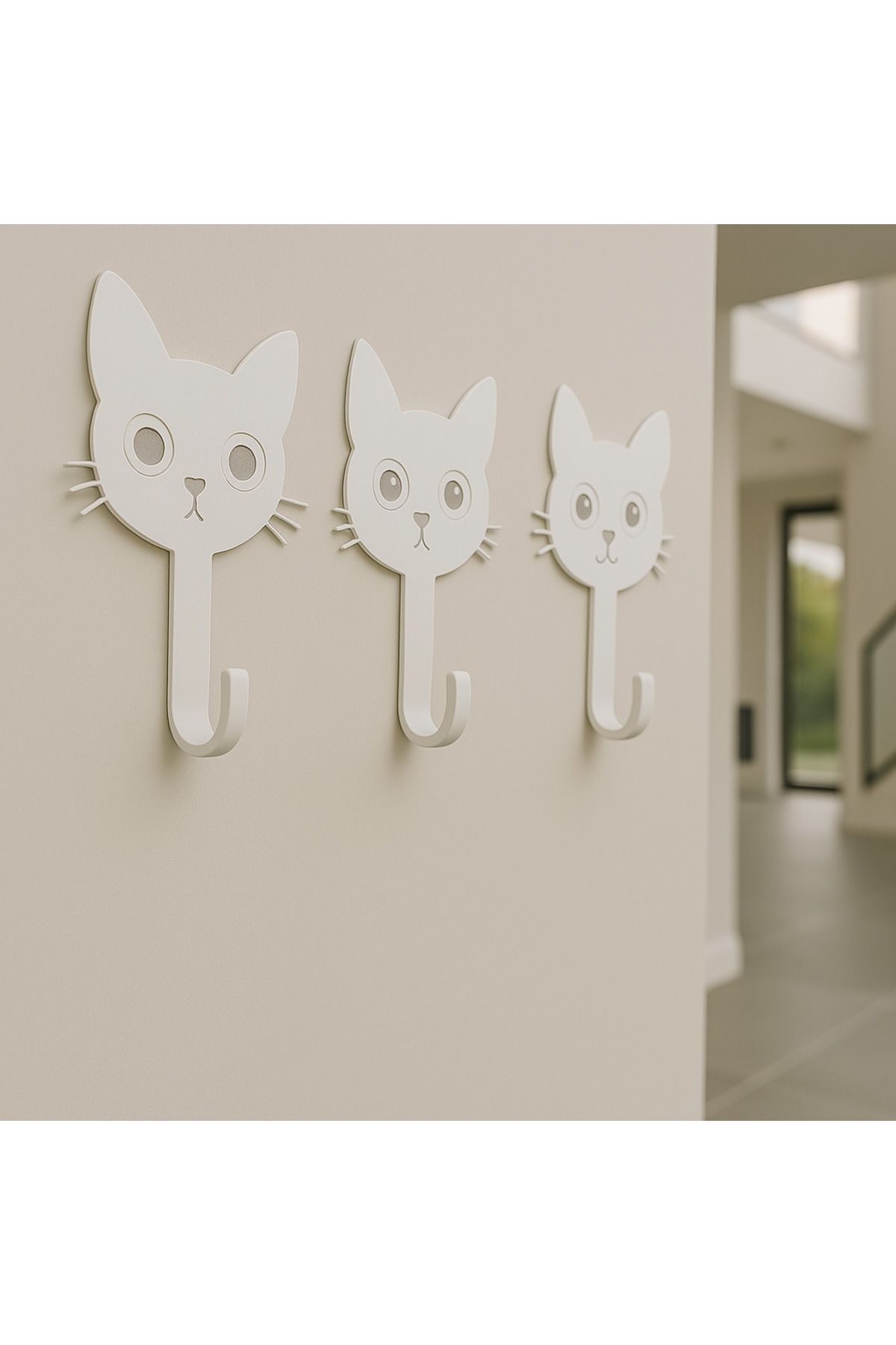 Rekatech Kedi Figürlü 3'lü Anahtar Askılığı - Modern askı seti- ANAHTARLIK - HOME-EV