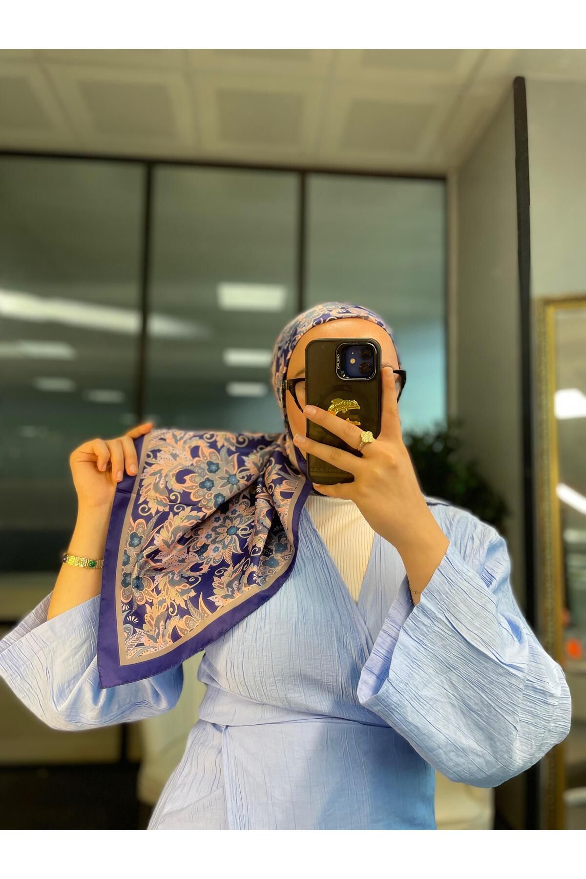 Oxygen Scarfs Mimoza Desen Vual İpek Eşarp
