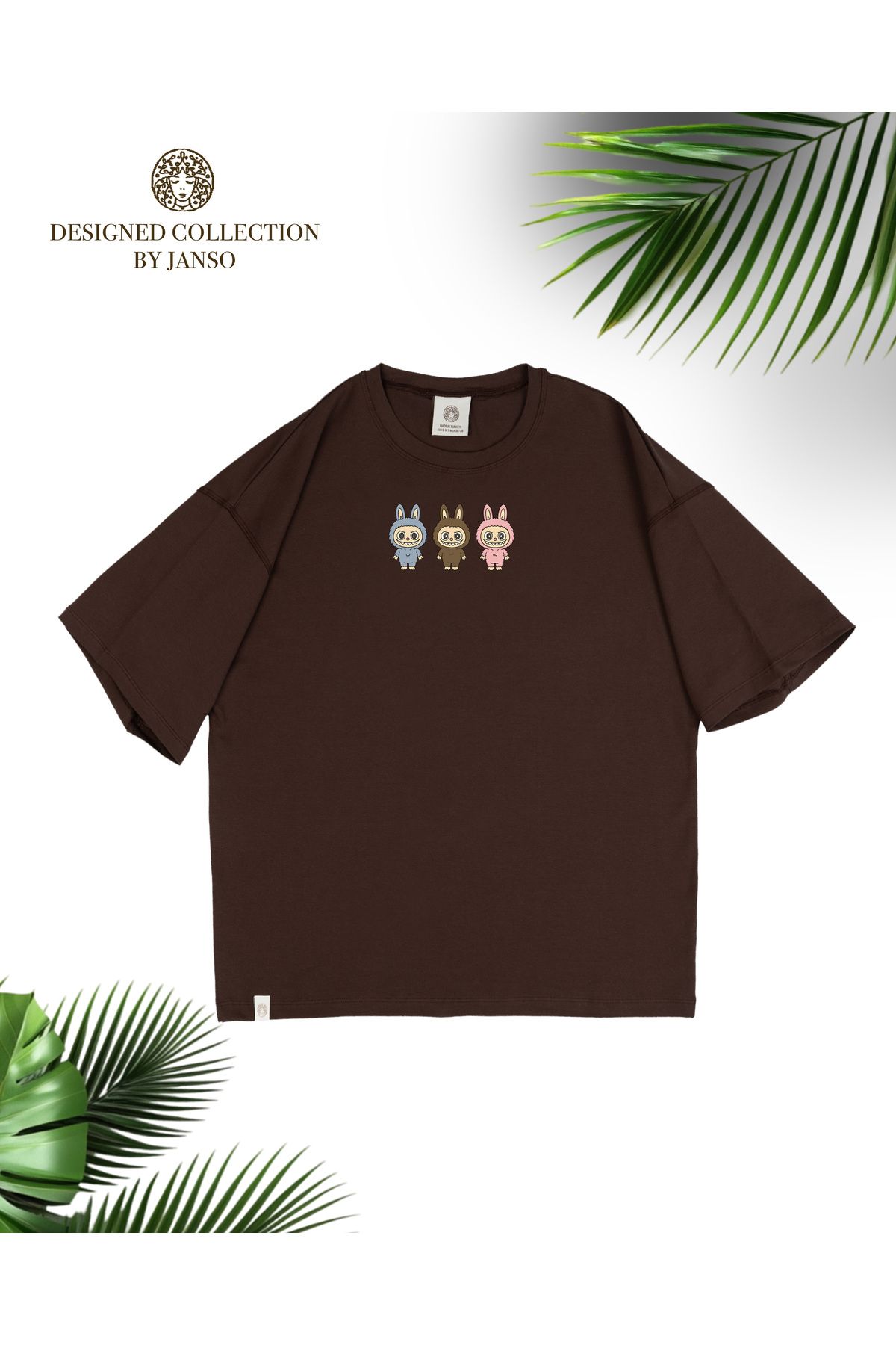 JANSO GROUP -KADIN LABUBU BASKILI PAMUKLU TSHIRT OVERSİZE
