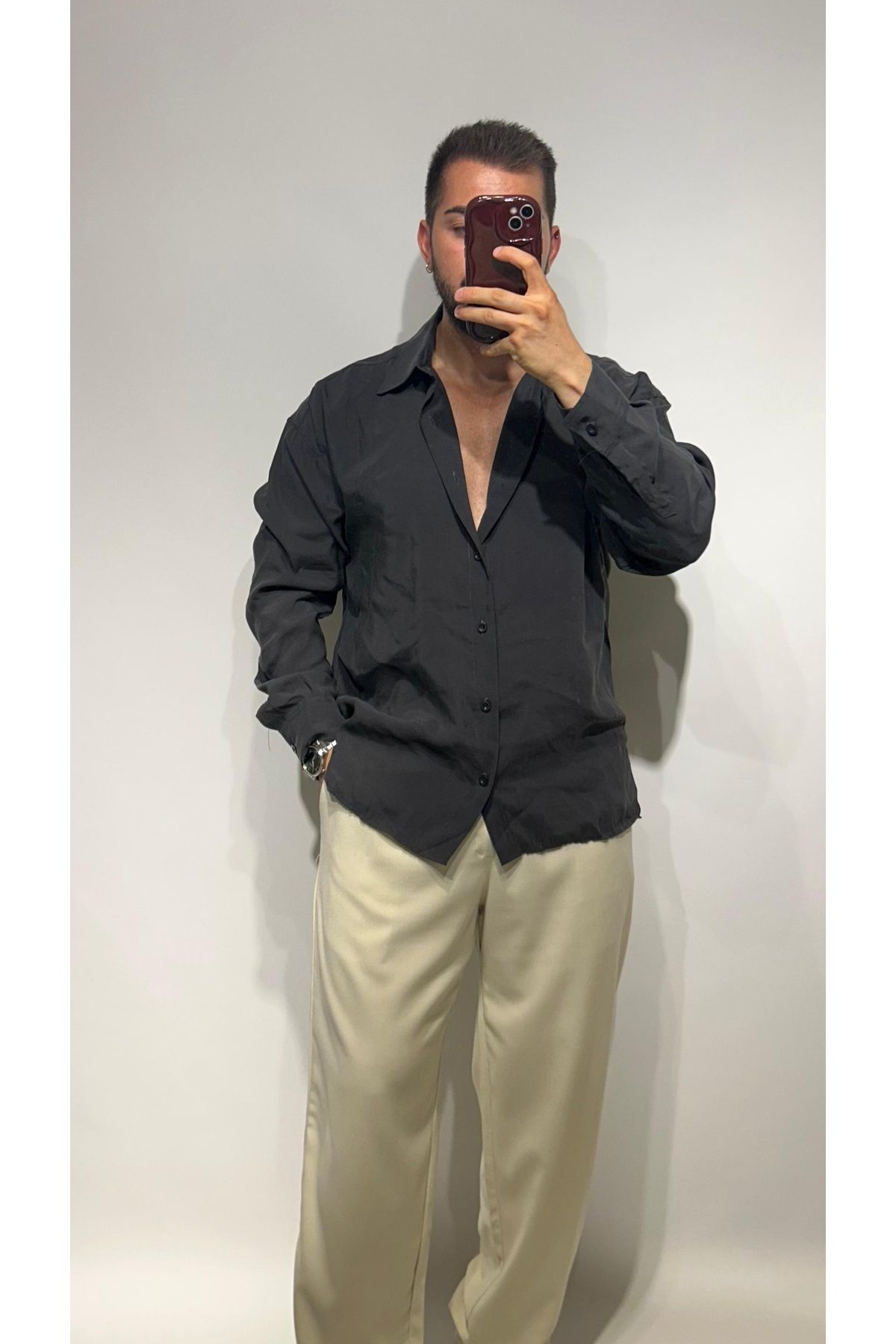 ensbutik Oversize Modal Kumaş Gömlek