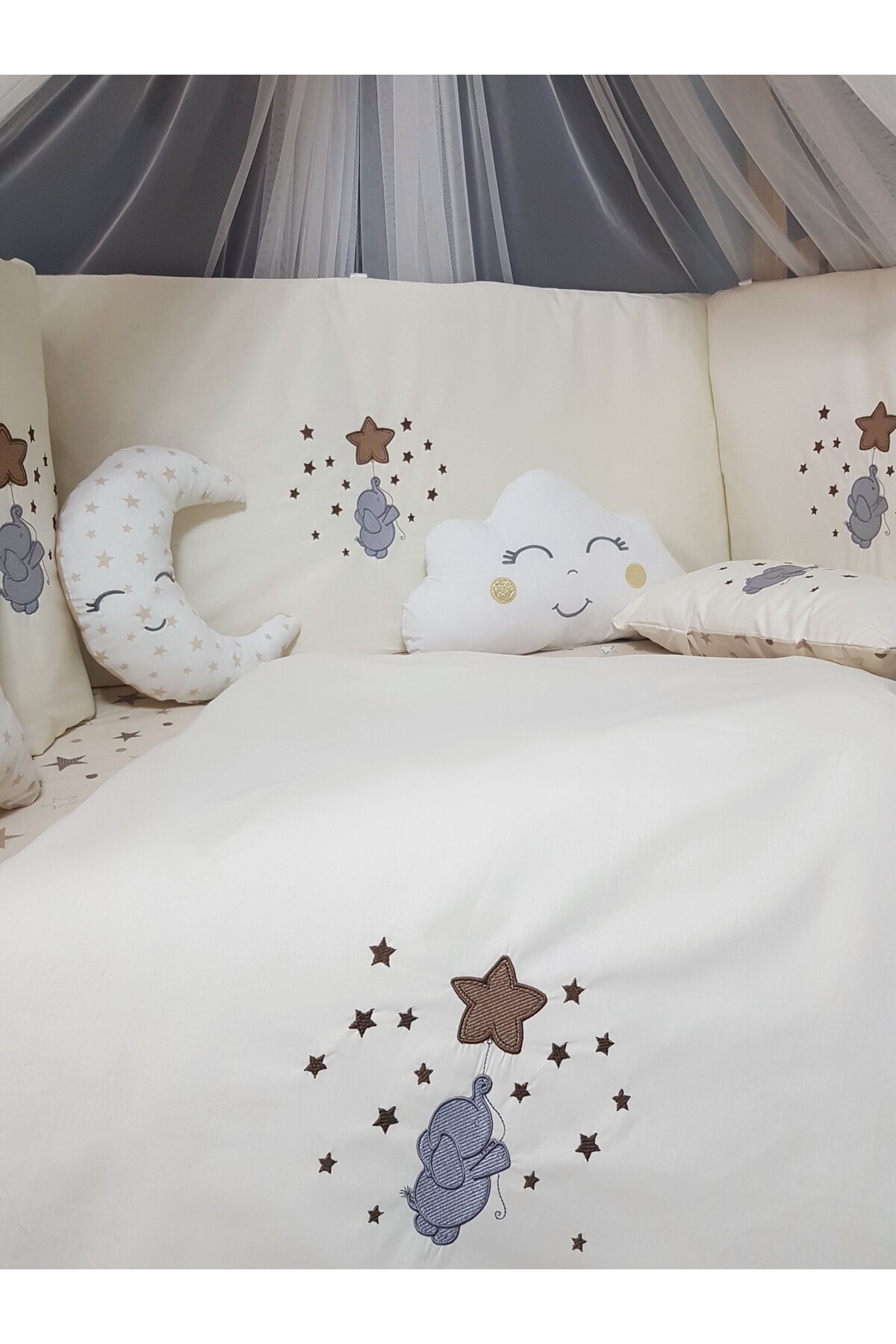 bebek_iklimi 17 Parça Nakışlı Bebek Uyku Seti 60x120 – Aparatlı Lüks Cibinlikli fotoğrafı 4 (önizleme)