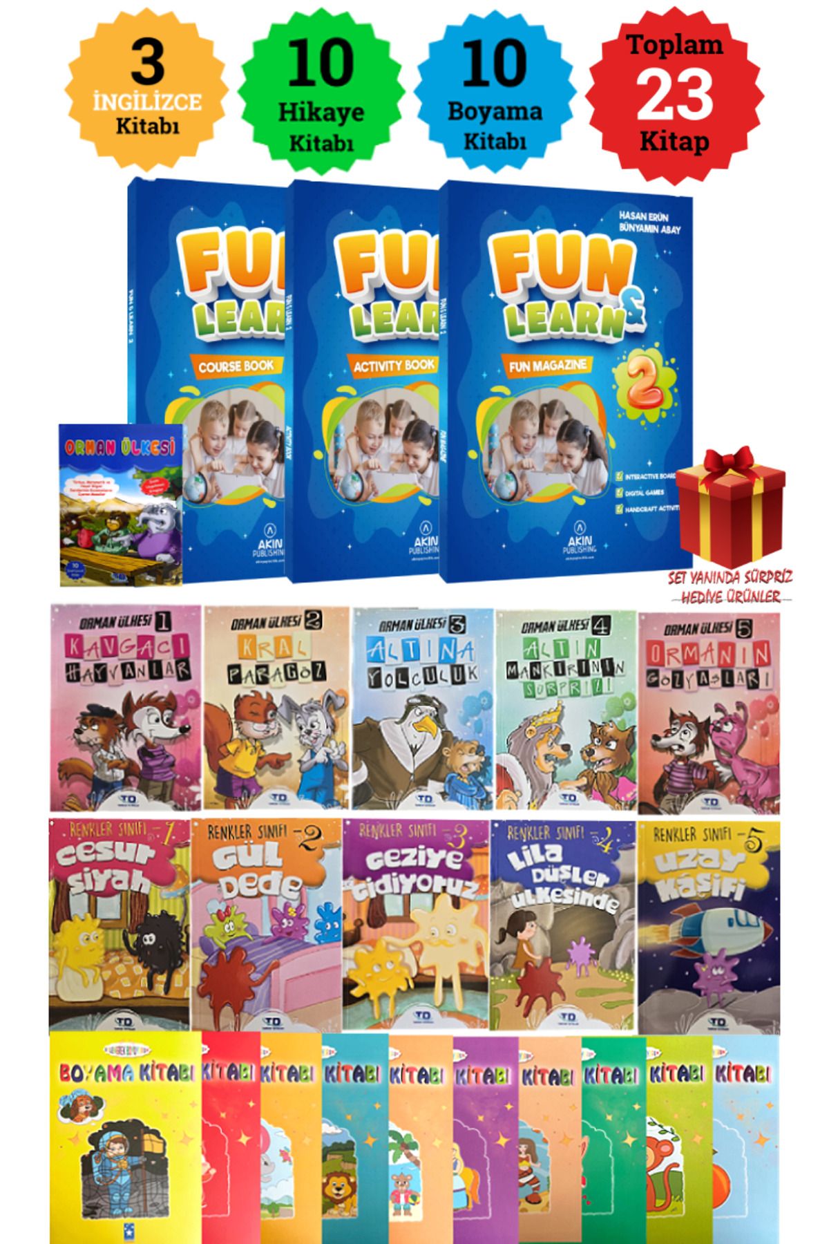 Altınpost Yayınları 2. Sınıf Fun Learn İngilizce Seti+ Orman Ülkesi - Renkler Sınıfı Dizisi 10 Hikaye+ 10 Boyama Kitabı