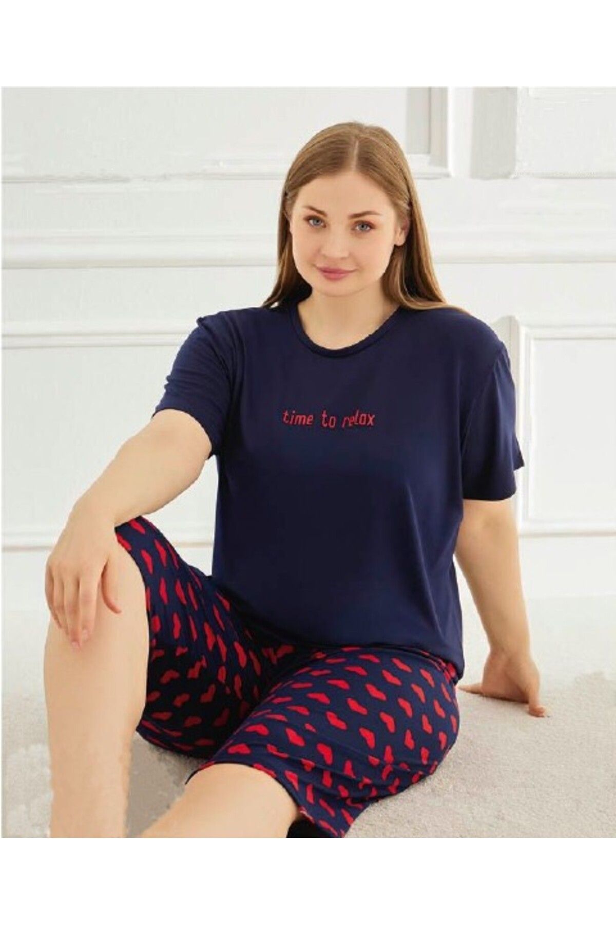 Mihra 50503 Büyük Beden Kapri Pijama Takım