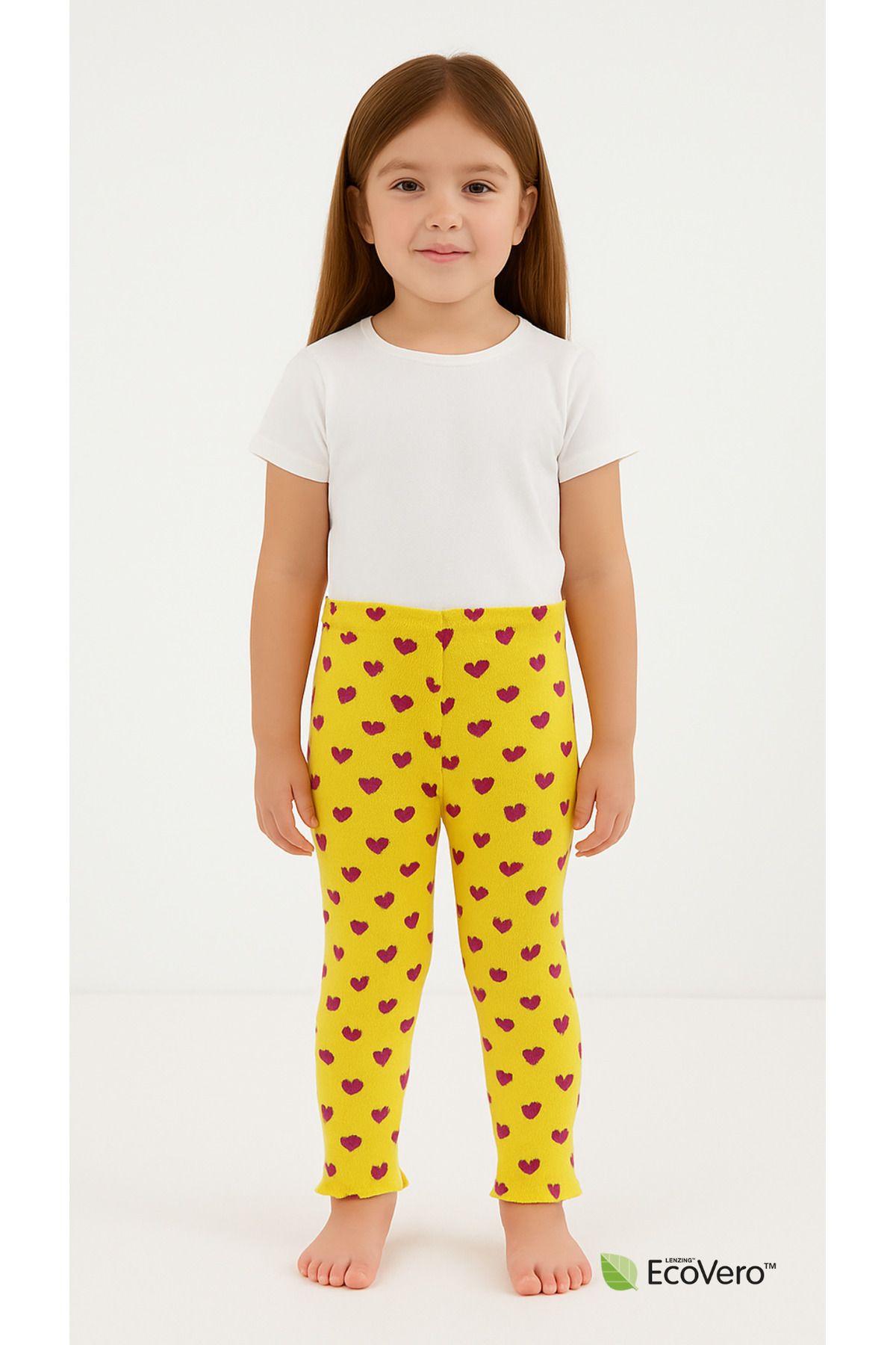 Kyex PURE DOTS Kız Çocuk Yazlık Kalp Desenli Sarı Tayt
