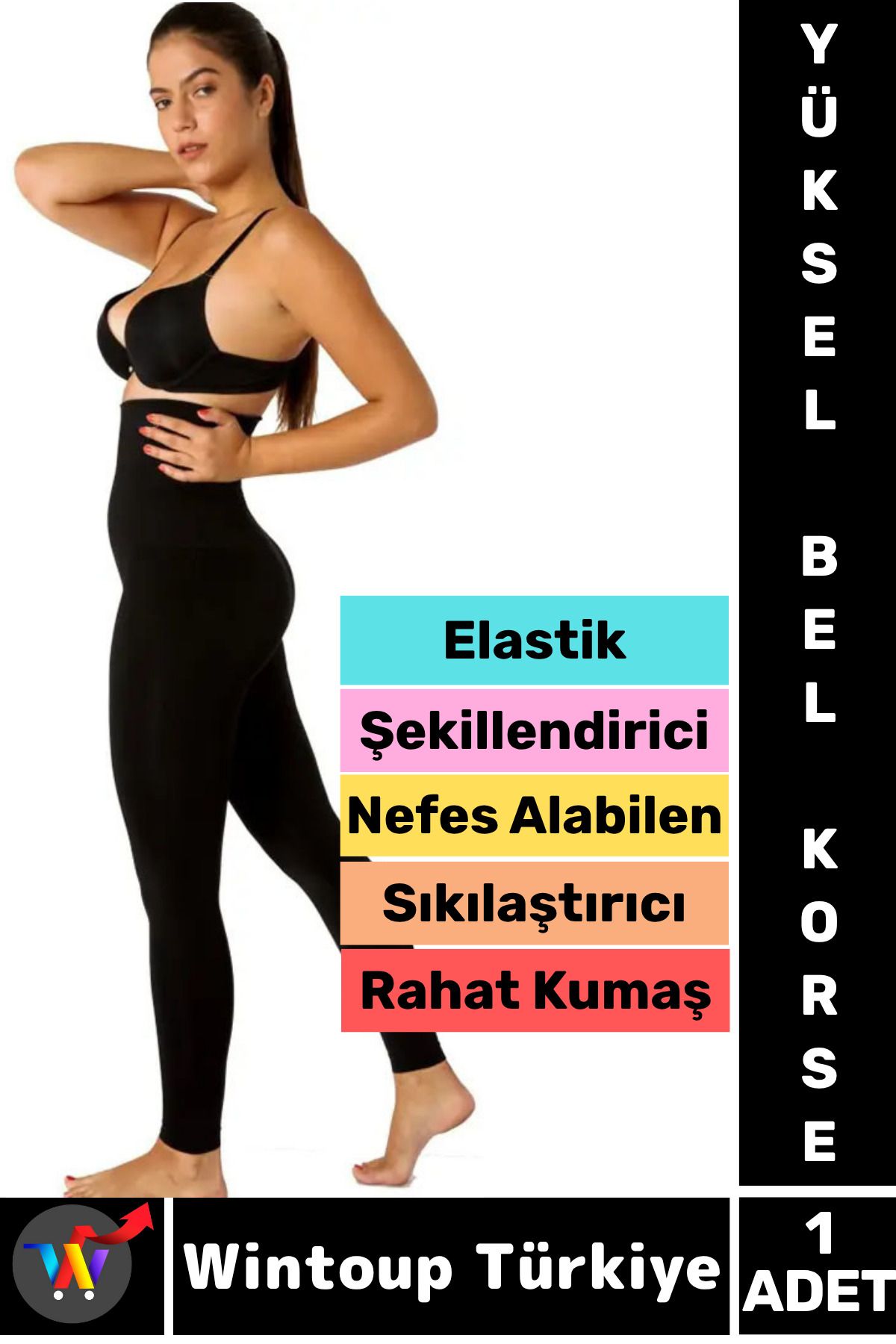 Wintoup Gündelik Spor Karın Bel Sıkılaştıran Güçlendiren Toparlayan Elastik Konforlu YÜKSEK BEL KORSE TAYT
