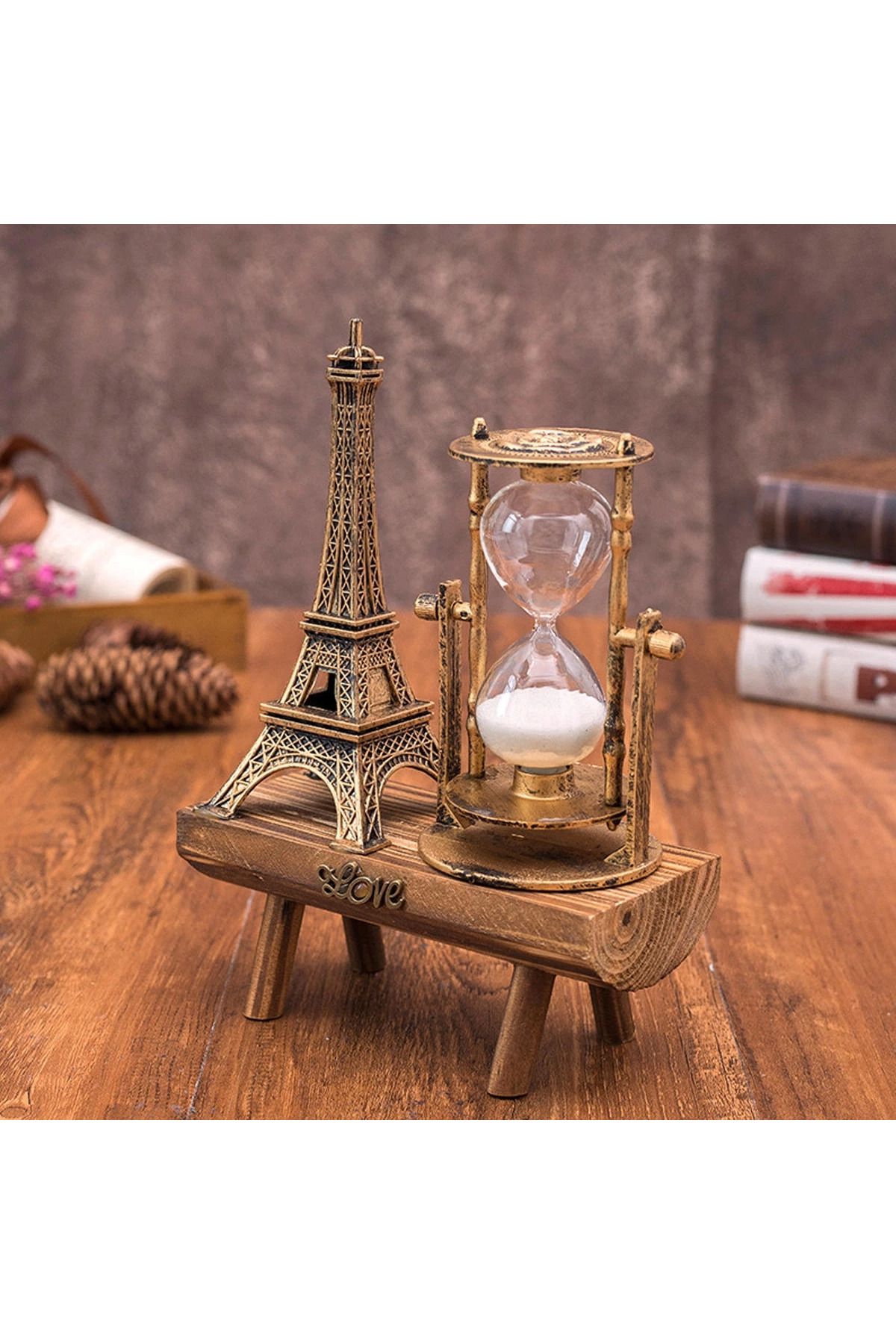 MT29 GİYİM Eyfel Kulesi Paris Ahşap Kum Saati
