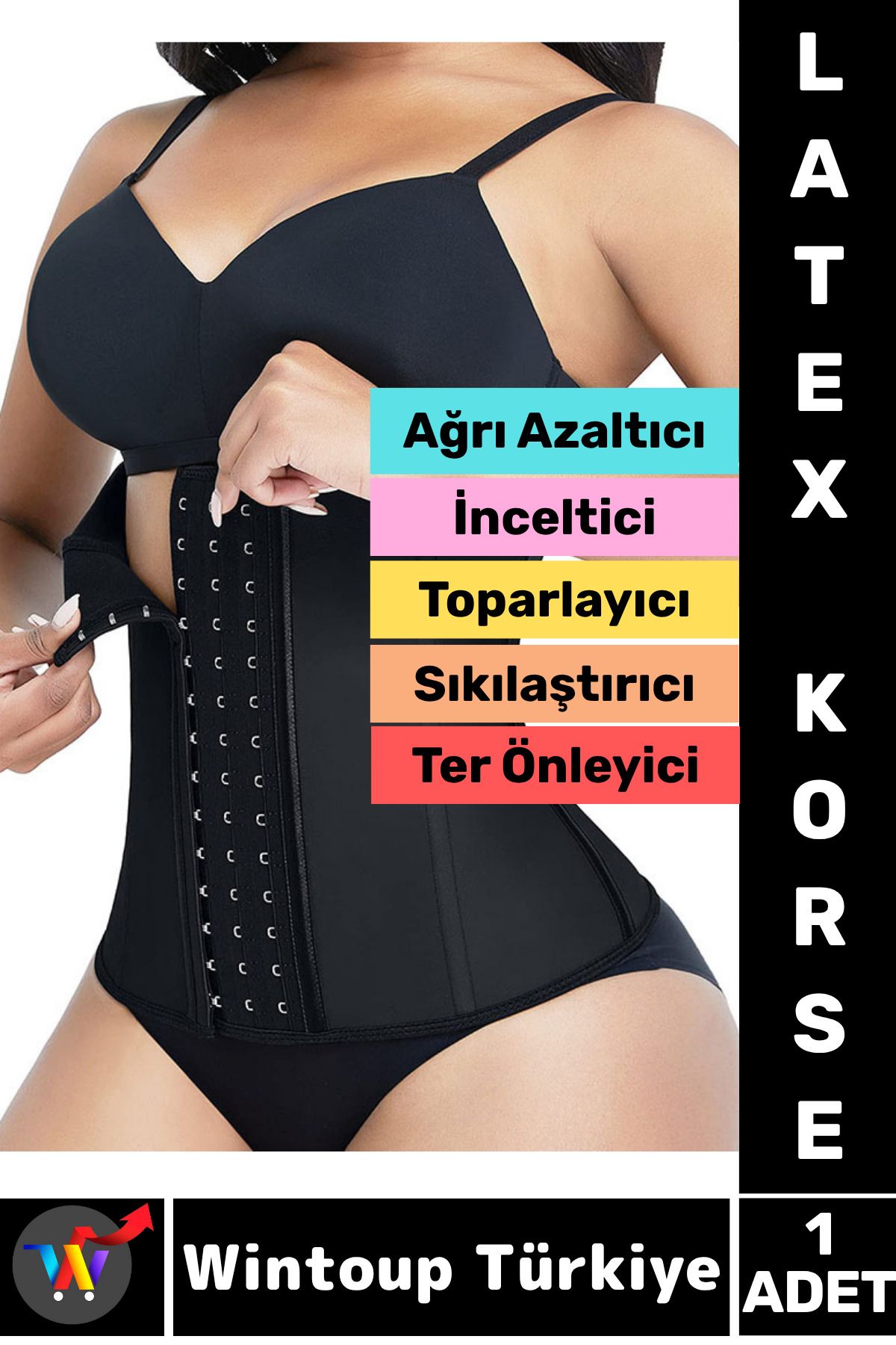 Wintoup Özel Üretim Vücut Şekillendiren Toparlayan İncelten Ağrı Azaltan Ter Emici Kadın Askısız LATEX KORSE