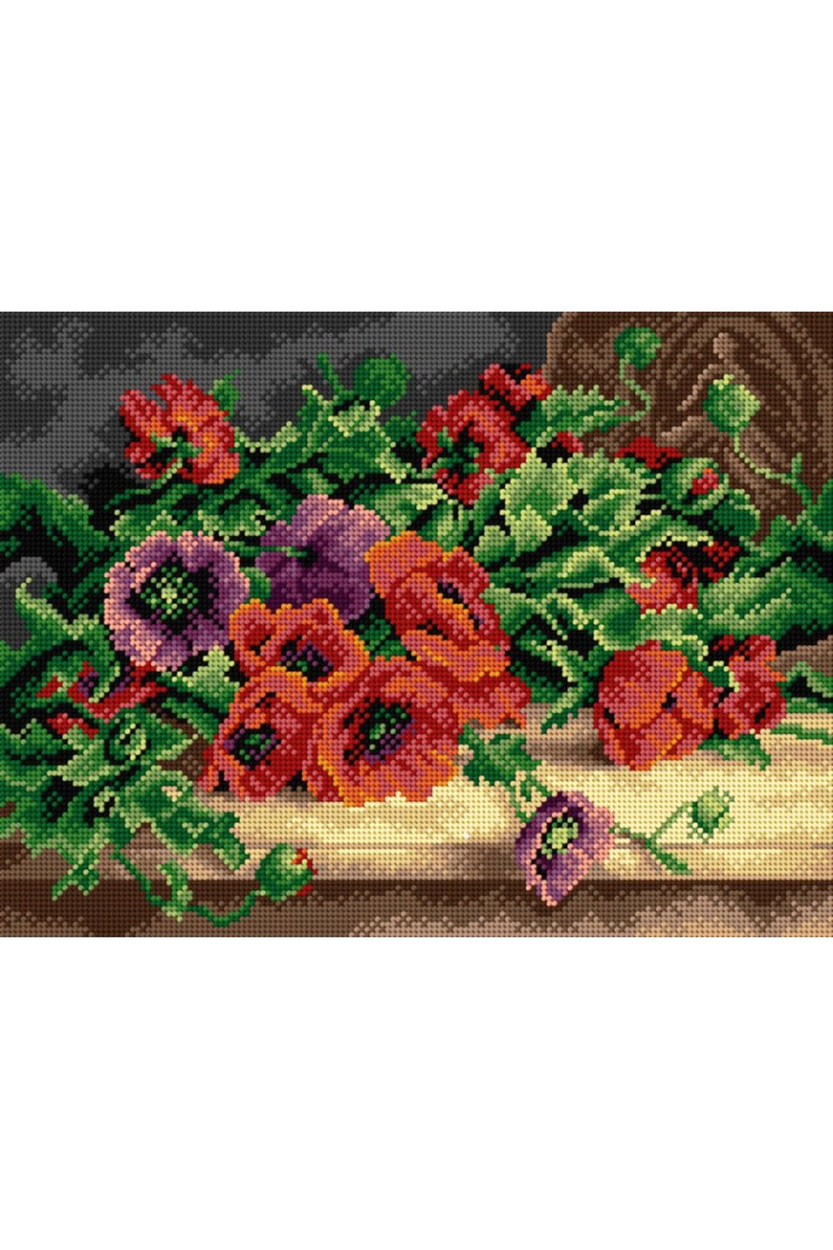 Orchidea Baskılı Goblen Kırmızı Çiçekler 2790 30*40 cm