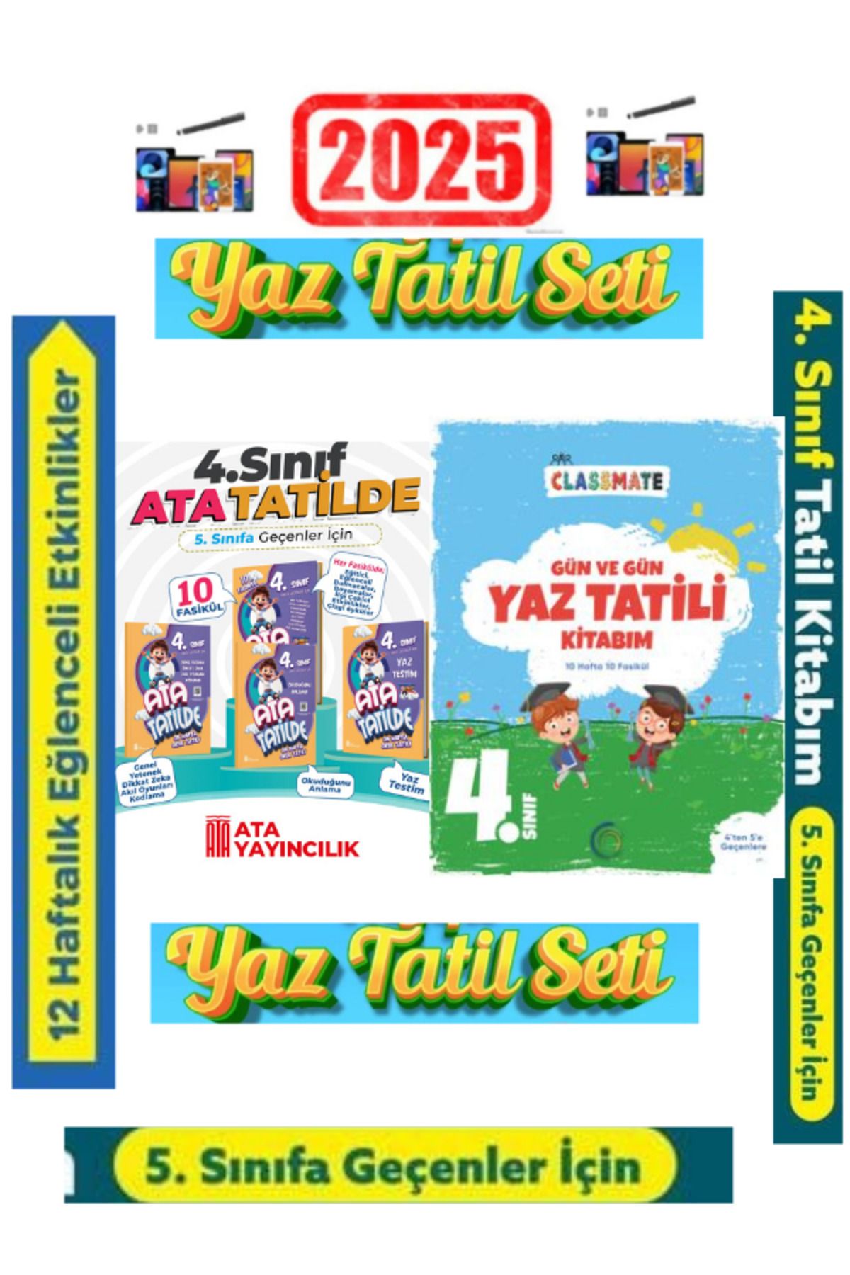 Fenomen Yayıncılık Ata Tatilde 4.Sınıf Yaz Tatil+Okyanus 4.Sınıf Gün Gün Yaz Tatil Seti+Android Kalem